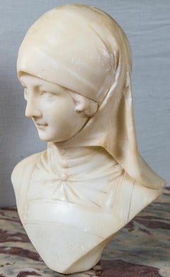 White Marble Bust of a Girl