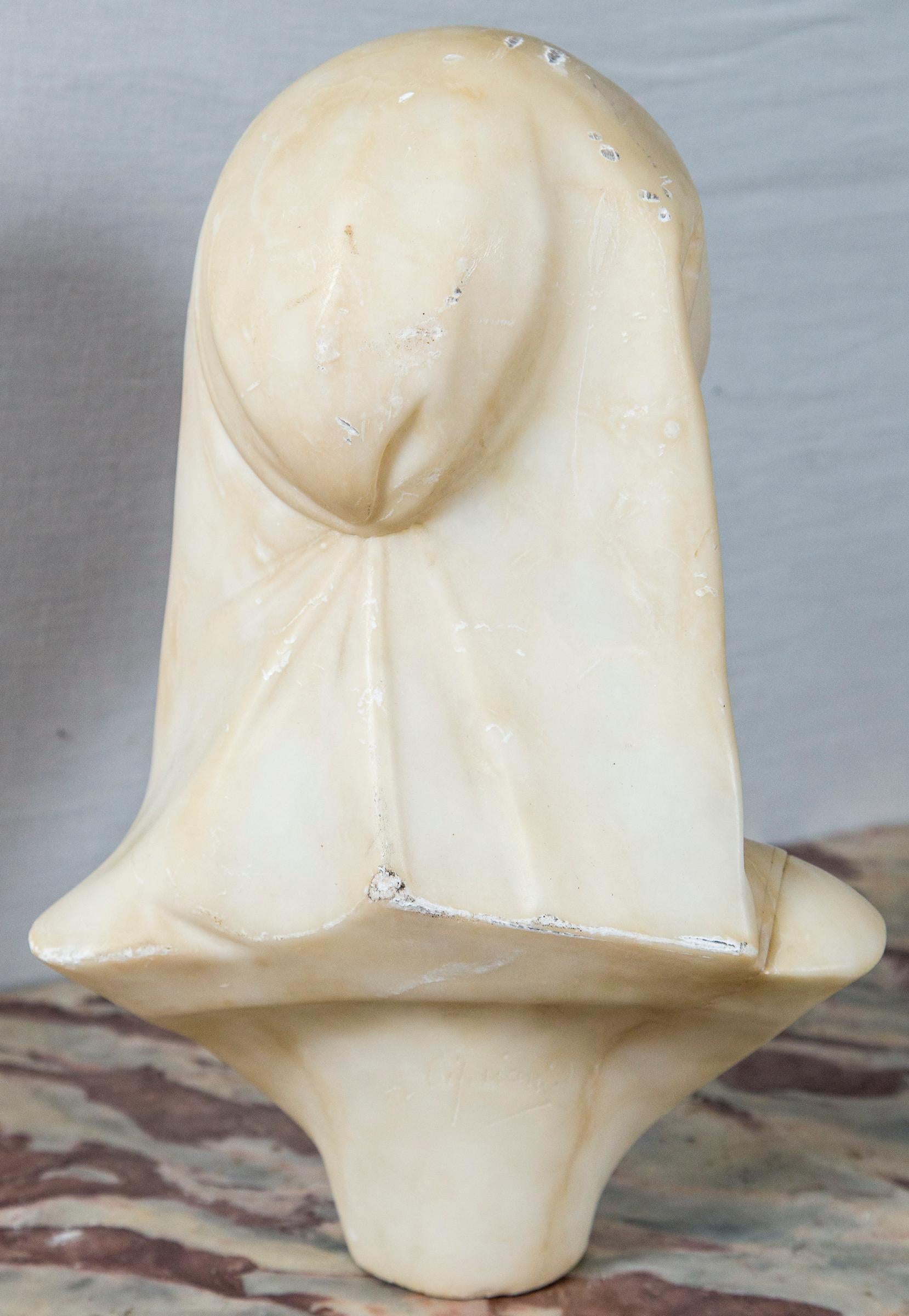 White Marble Bust of a Girl In Good Condition For Sale In Woodbury, CT