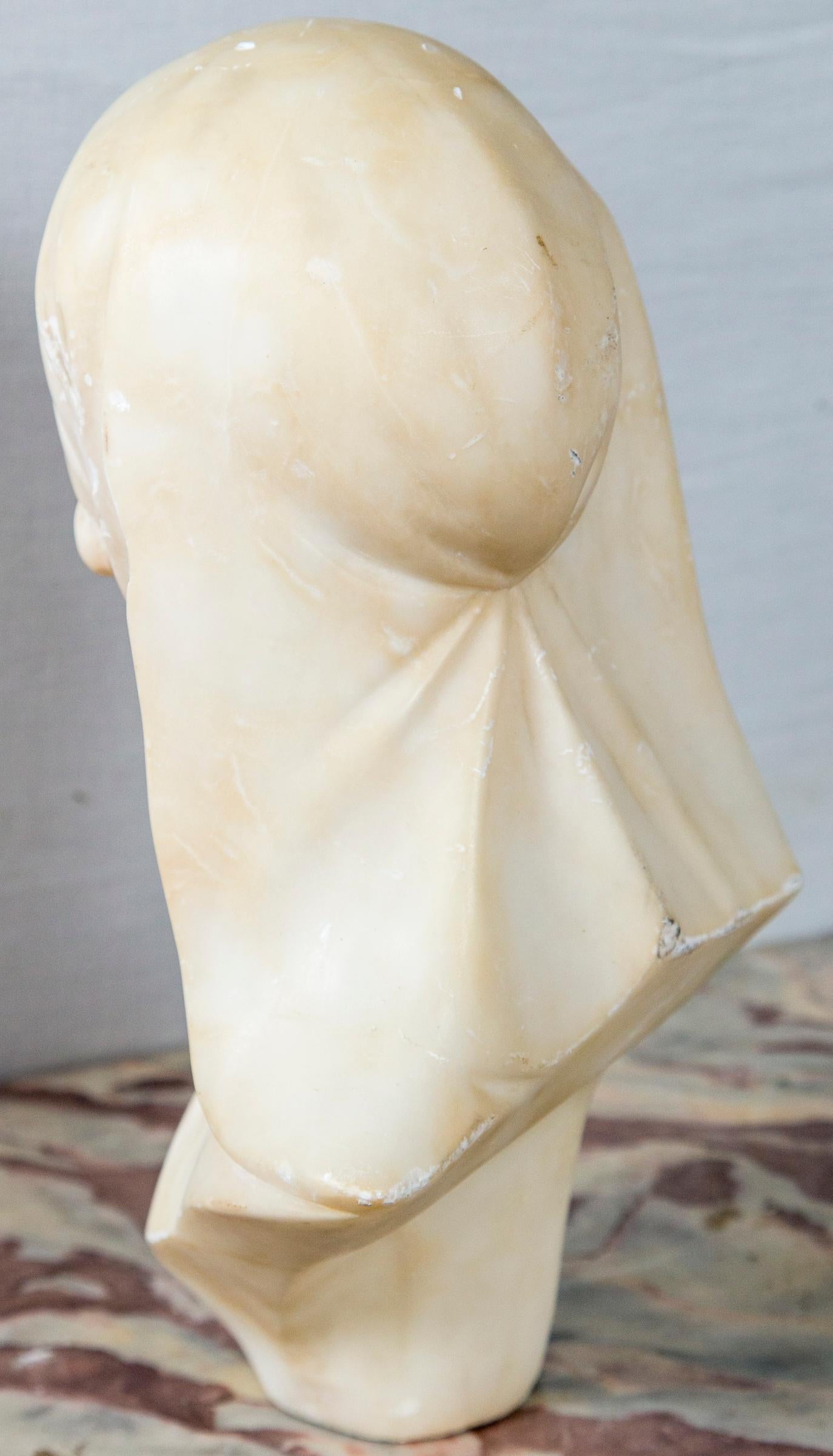 Early 20th Century White Marble Bust of a Girl For Sale