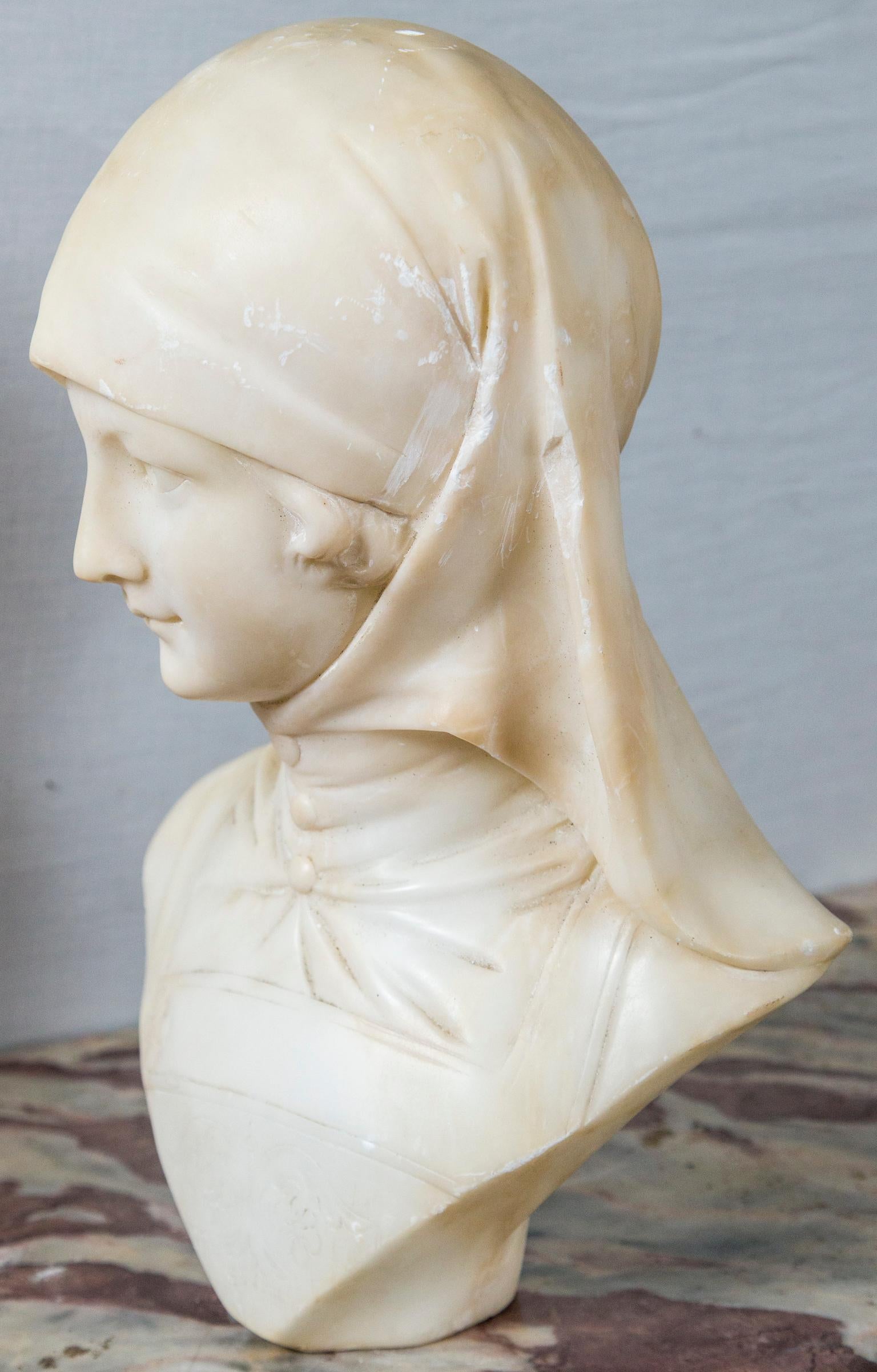 White Marble Bust of a Girl For Sale 1