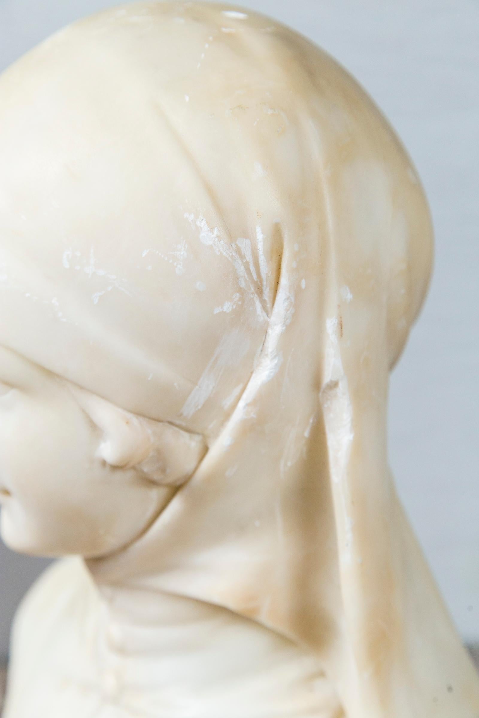 White Marble Bust of a Girl For Sale 3