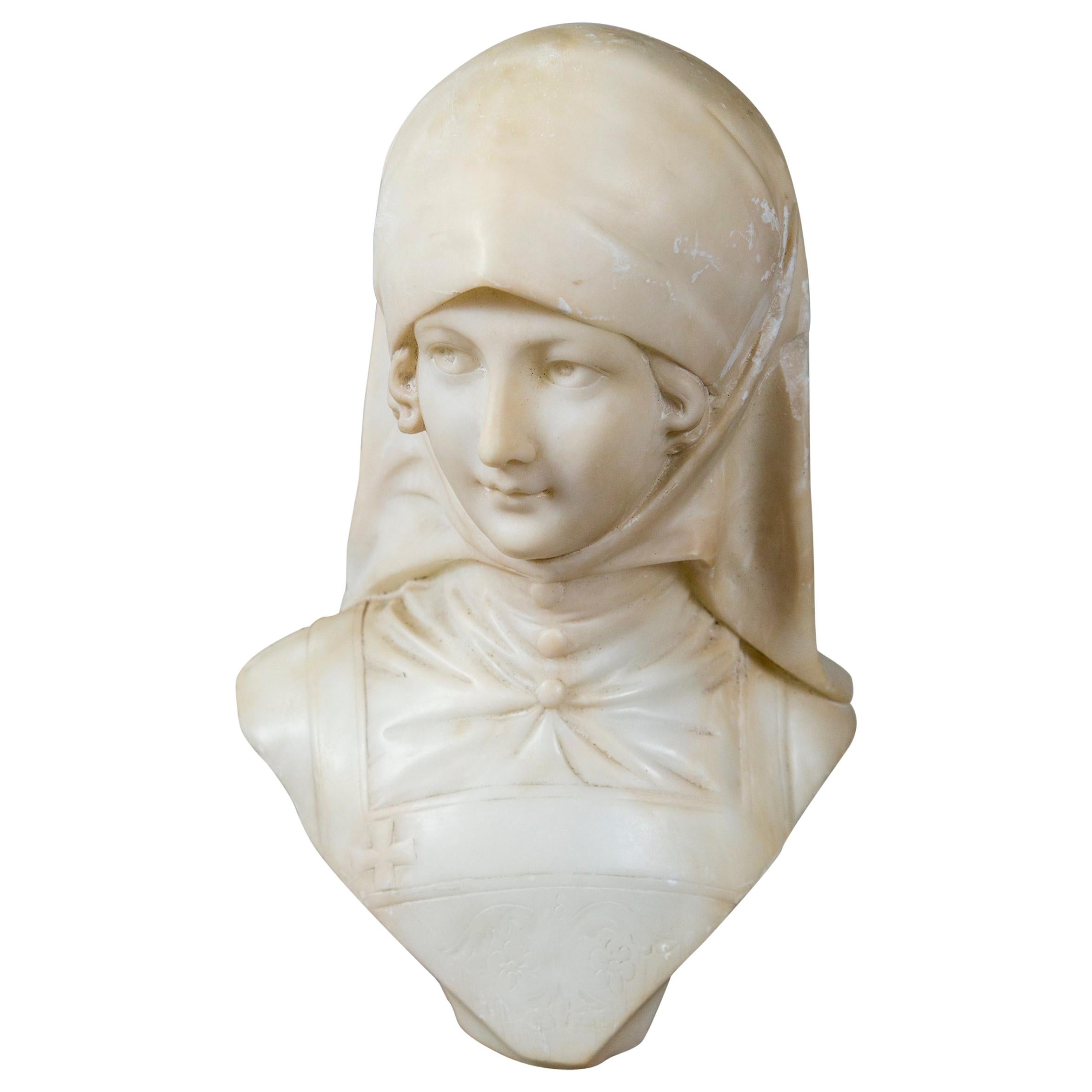 White Marble Bust of a Girl
