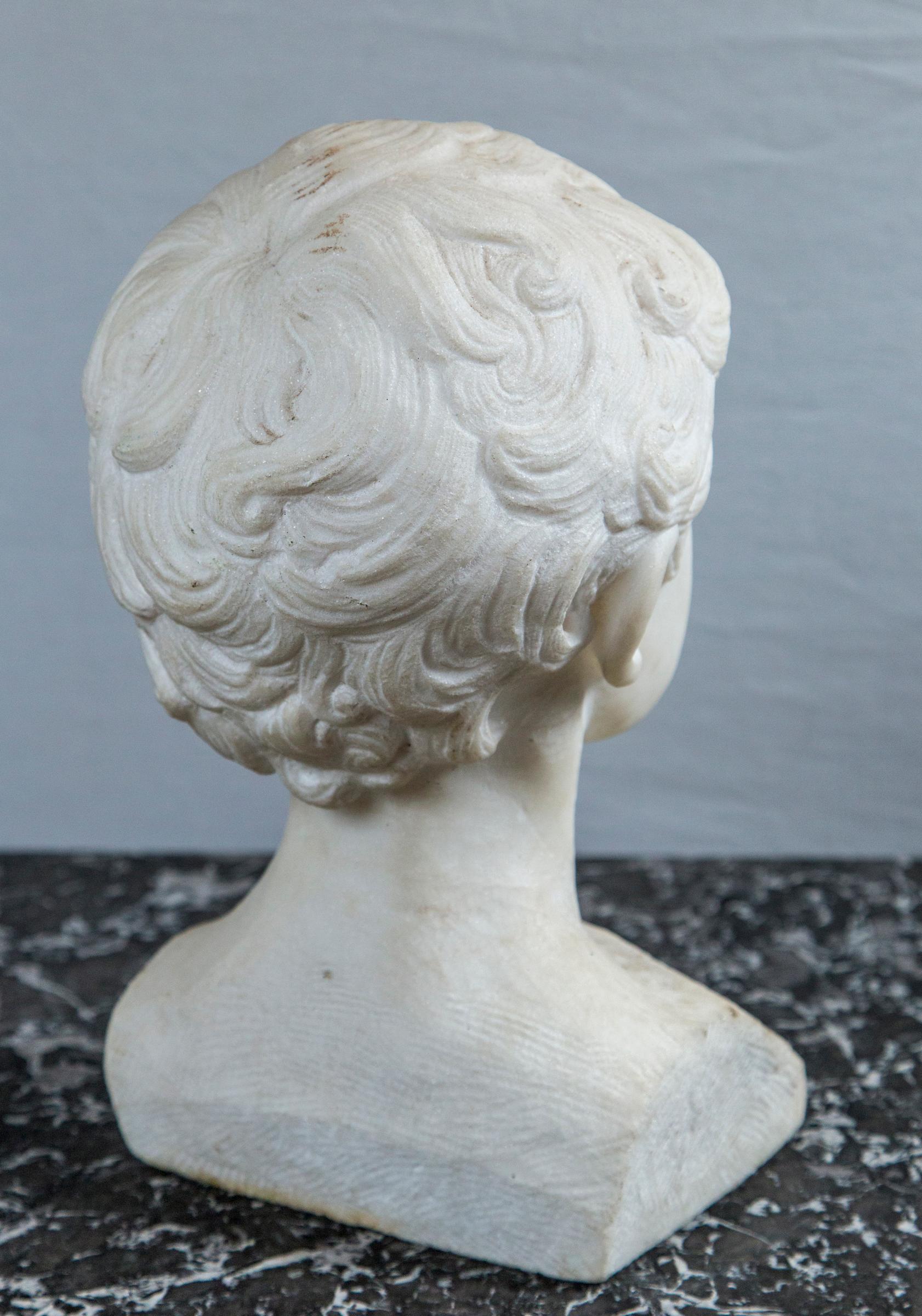 White Marble Bust of a Young Boy 1