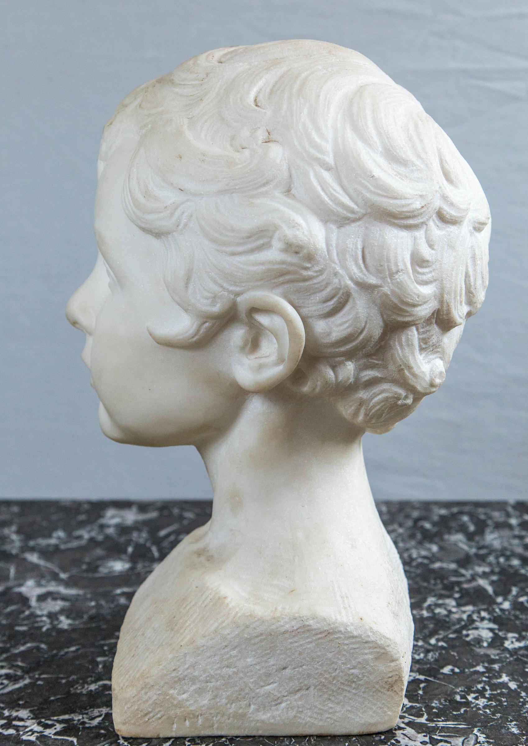 White Marble Bust of a Young Boy 2