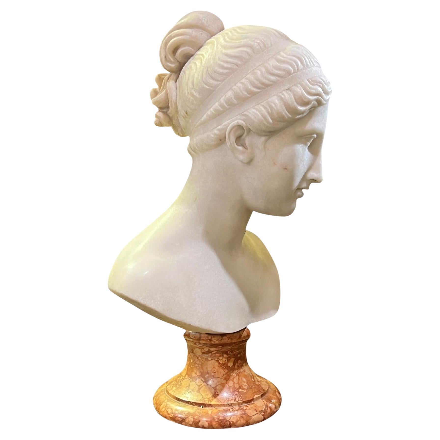 White Marble Bust of a Young Woman After William Theed (1804-1891)