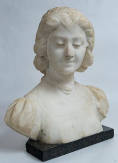 White Marble Bust of a Young Woman