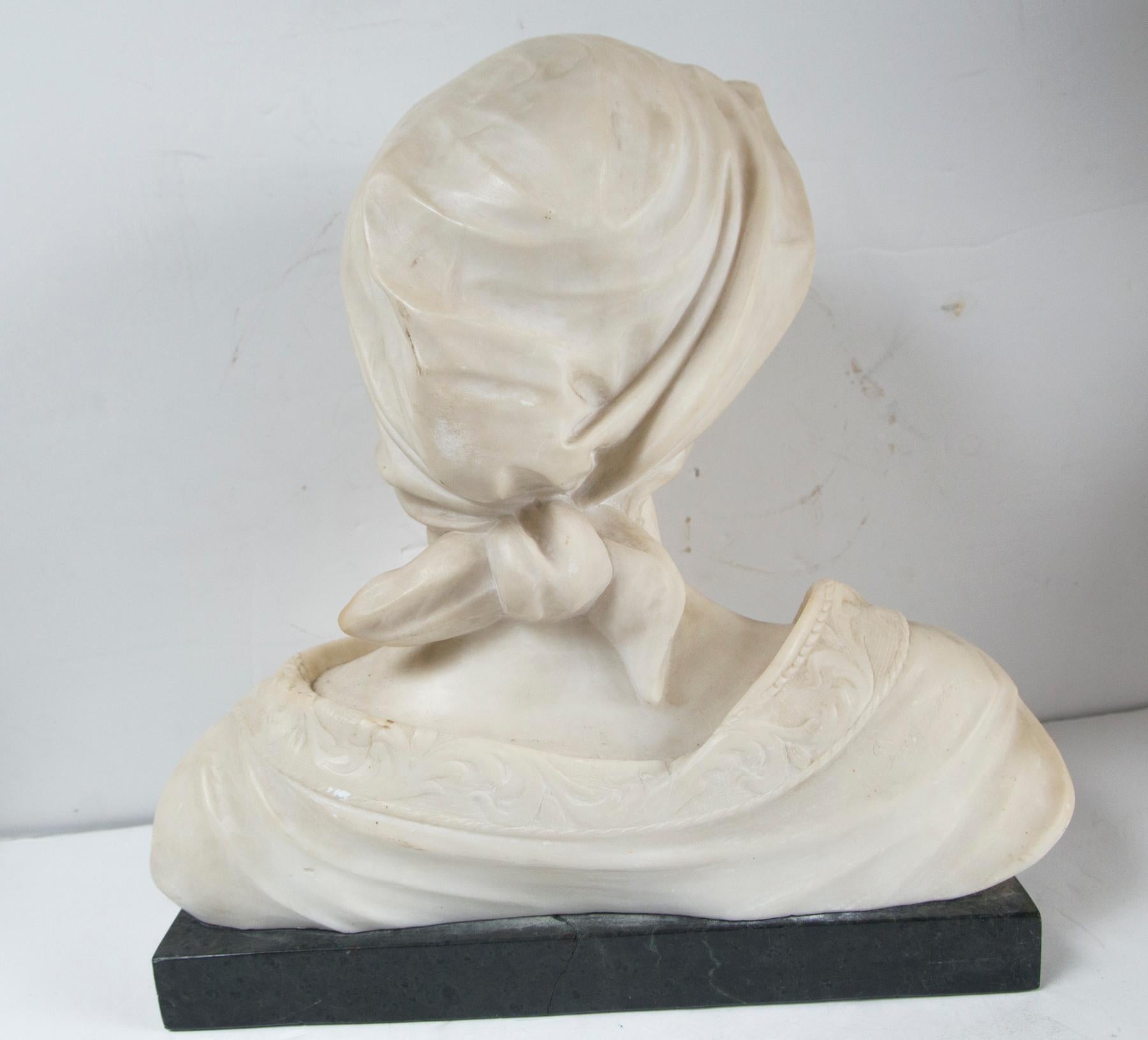 White Marble Bust of a Young Woman For Sale 1