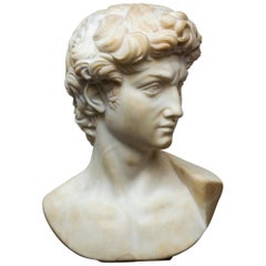 White Marble Bust of David after Michelangelo