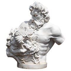 White Marble Bust of Hercules and the Nemean Lion - Late 20th Century