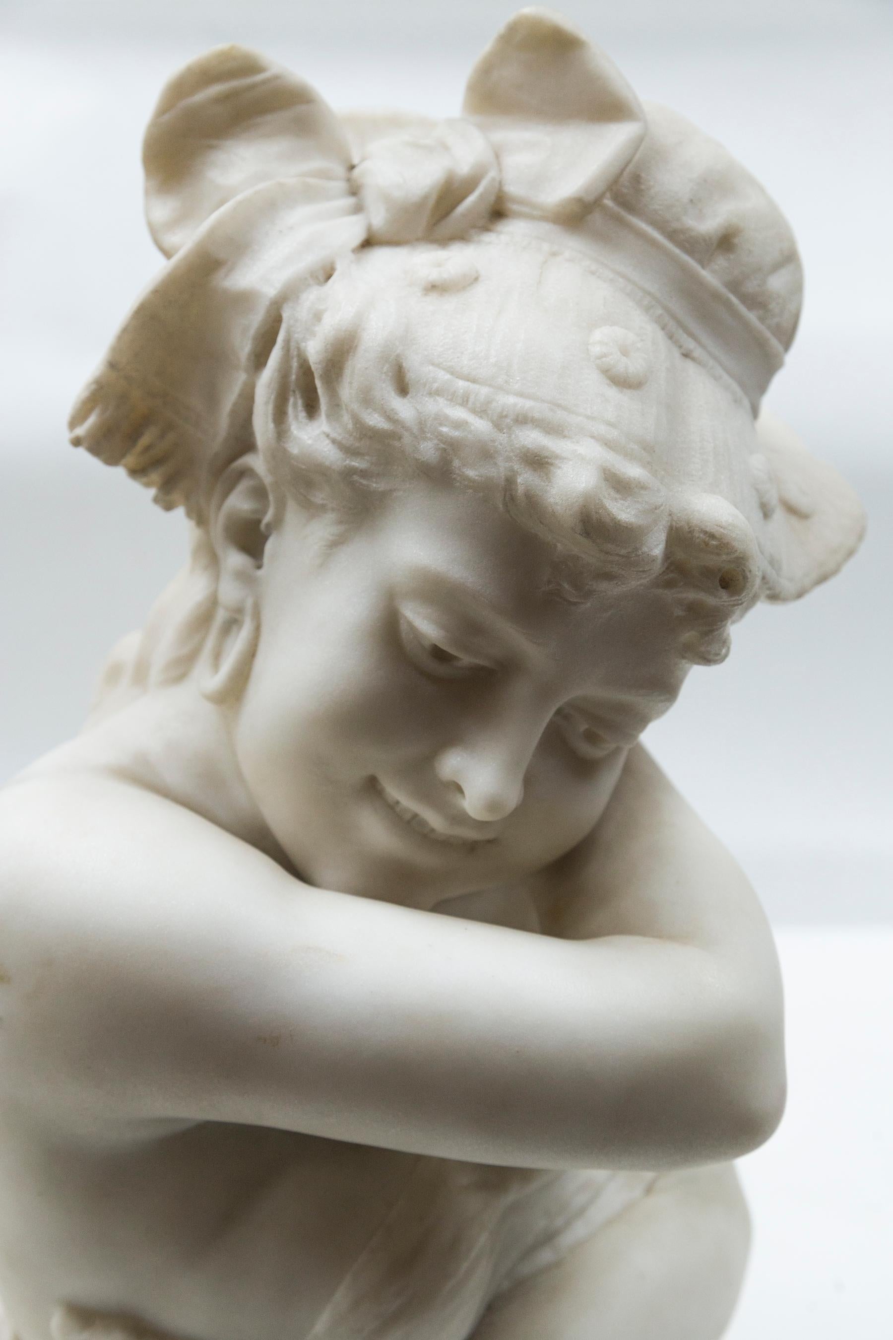 Victorian White Marble Bust of Young Woman