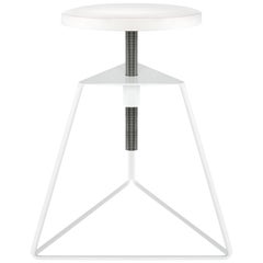 White Marble Camp Stool, Adjustable Height, 18 Color Variations