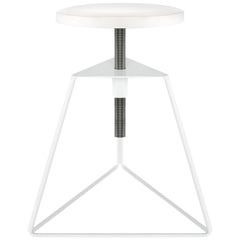 White Marble Camp Stool, Adjustable Height, 18 Color Variations