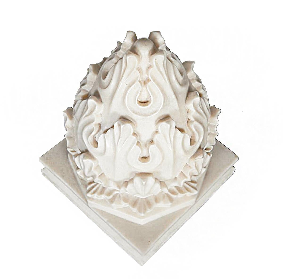 Hand-Carved White Marble Carpet Weight from India For Sale