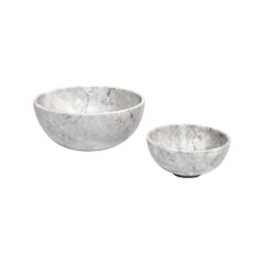 Two white marble carved Bowls set