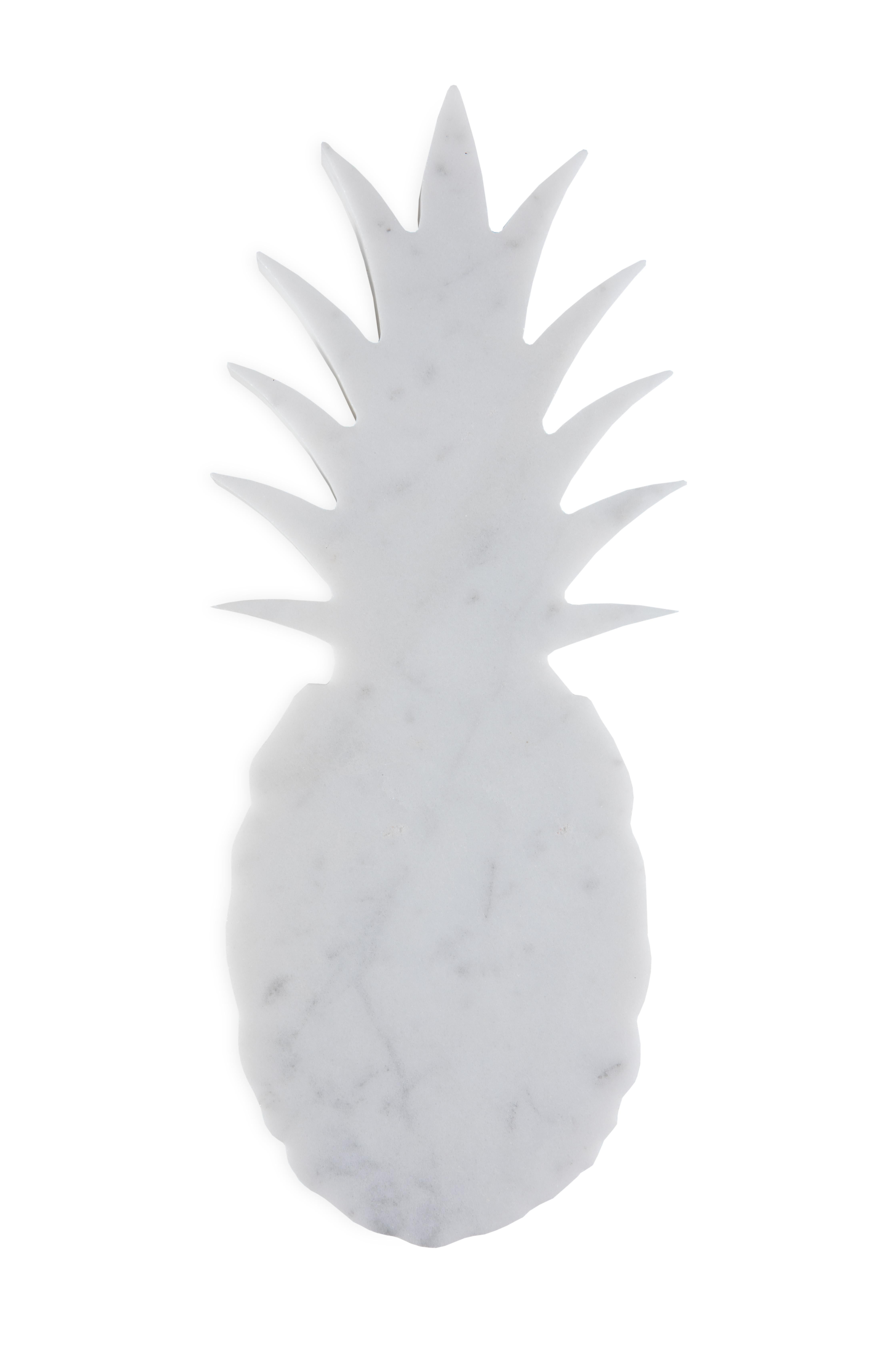 Contemporary White Marble Coaster With Pineapple Shape
