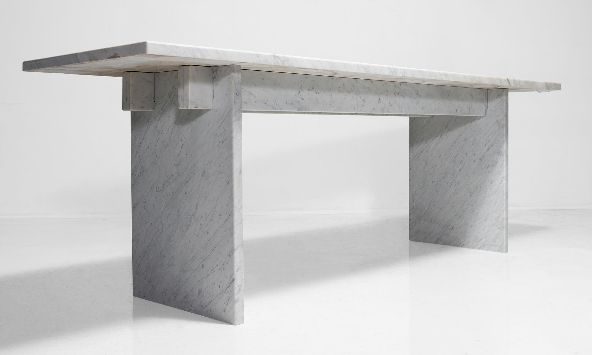 Marble Fishmonger Table, France circa 1930.

Large marble slab, clean design, originally from a fish market.
 