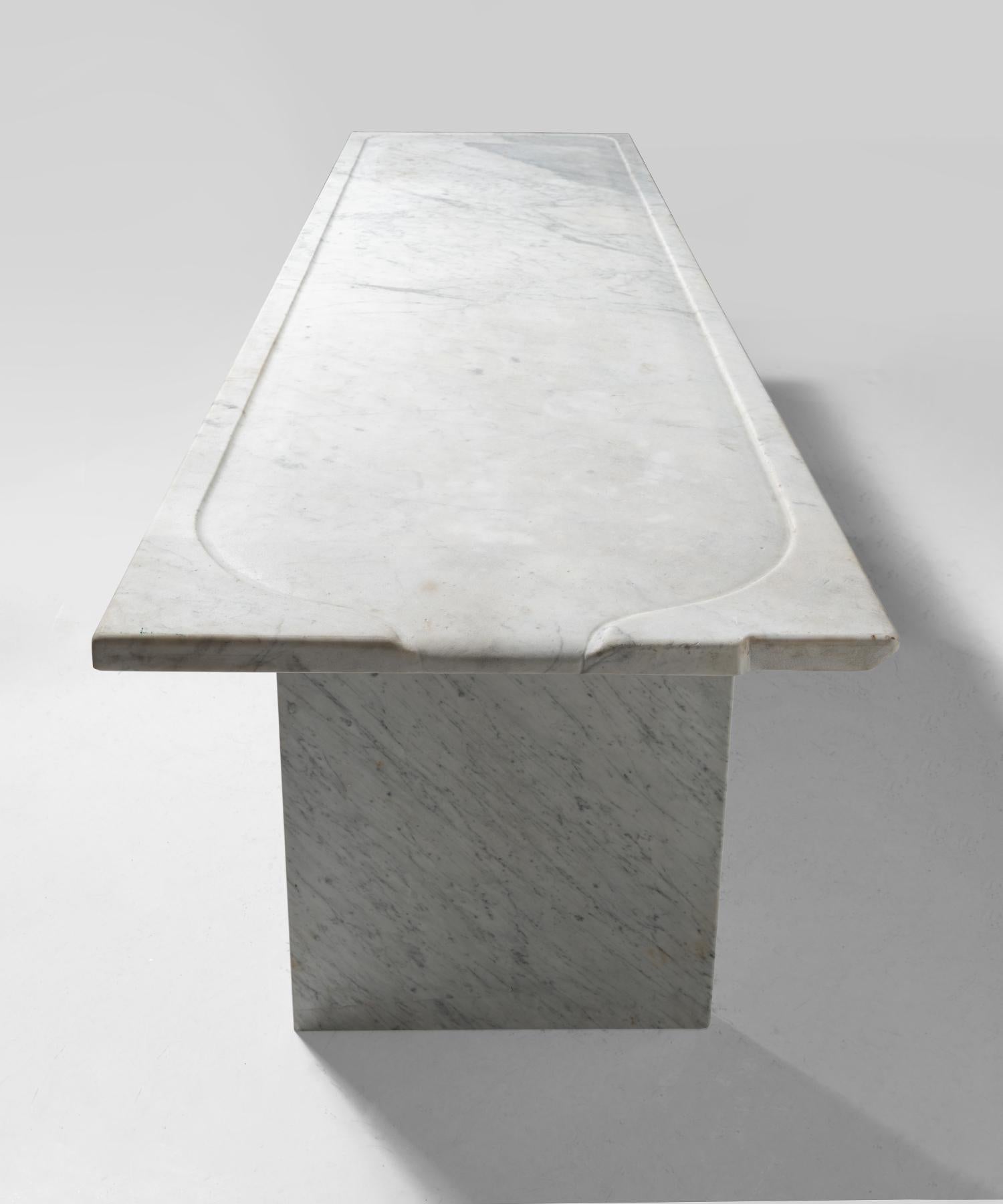 French Marble Fishmonger Table, France circa 1930