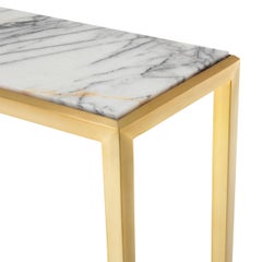 White Marble Console Table with Gold Finish