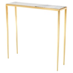 White Marble Console Table with Gold Finish