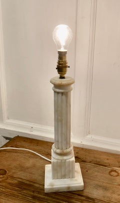 White Marble Corinthian Column Table Lamp