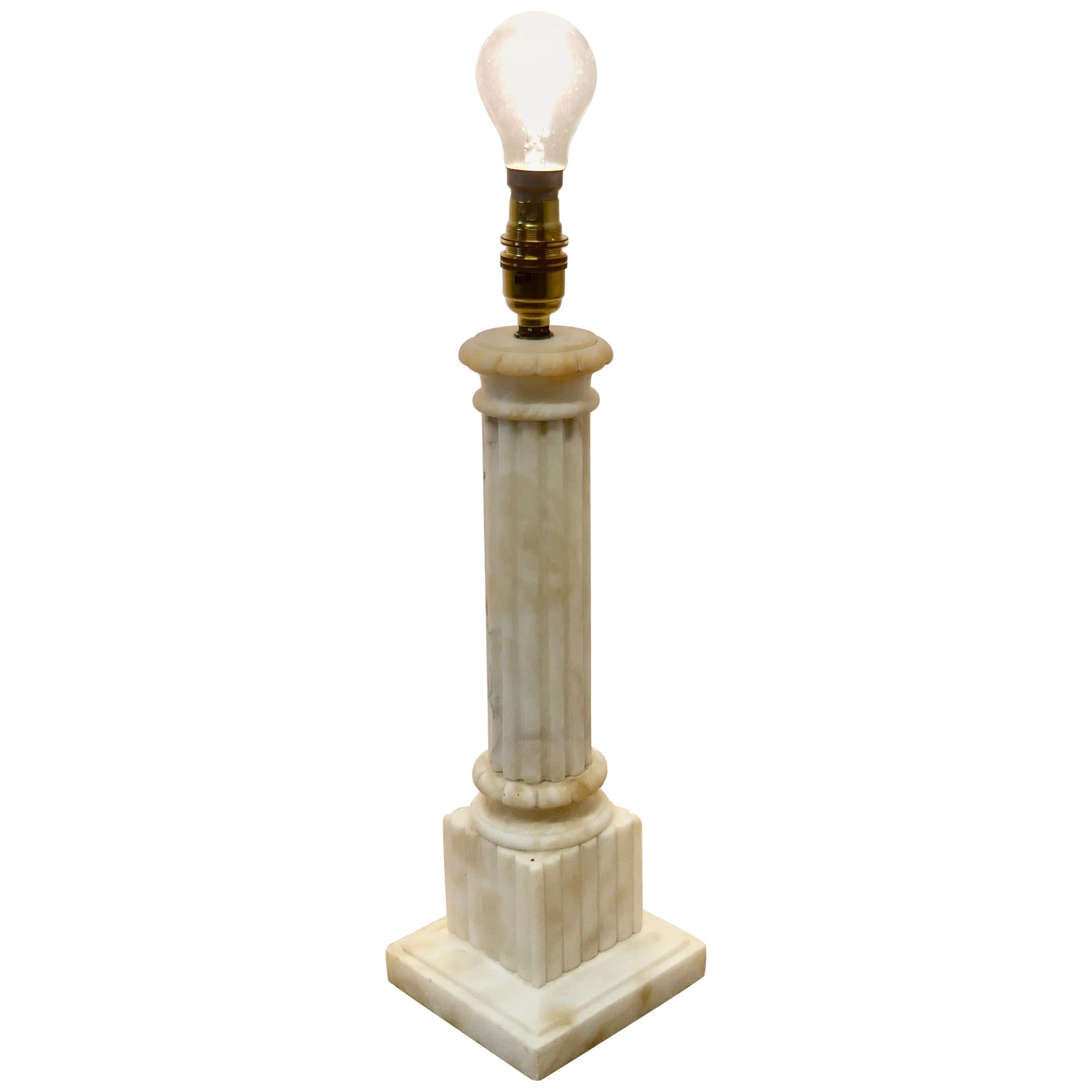 White Marble Corinthian Column Table Lamp