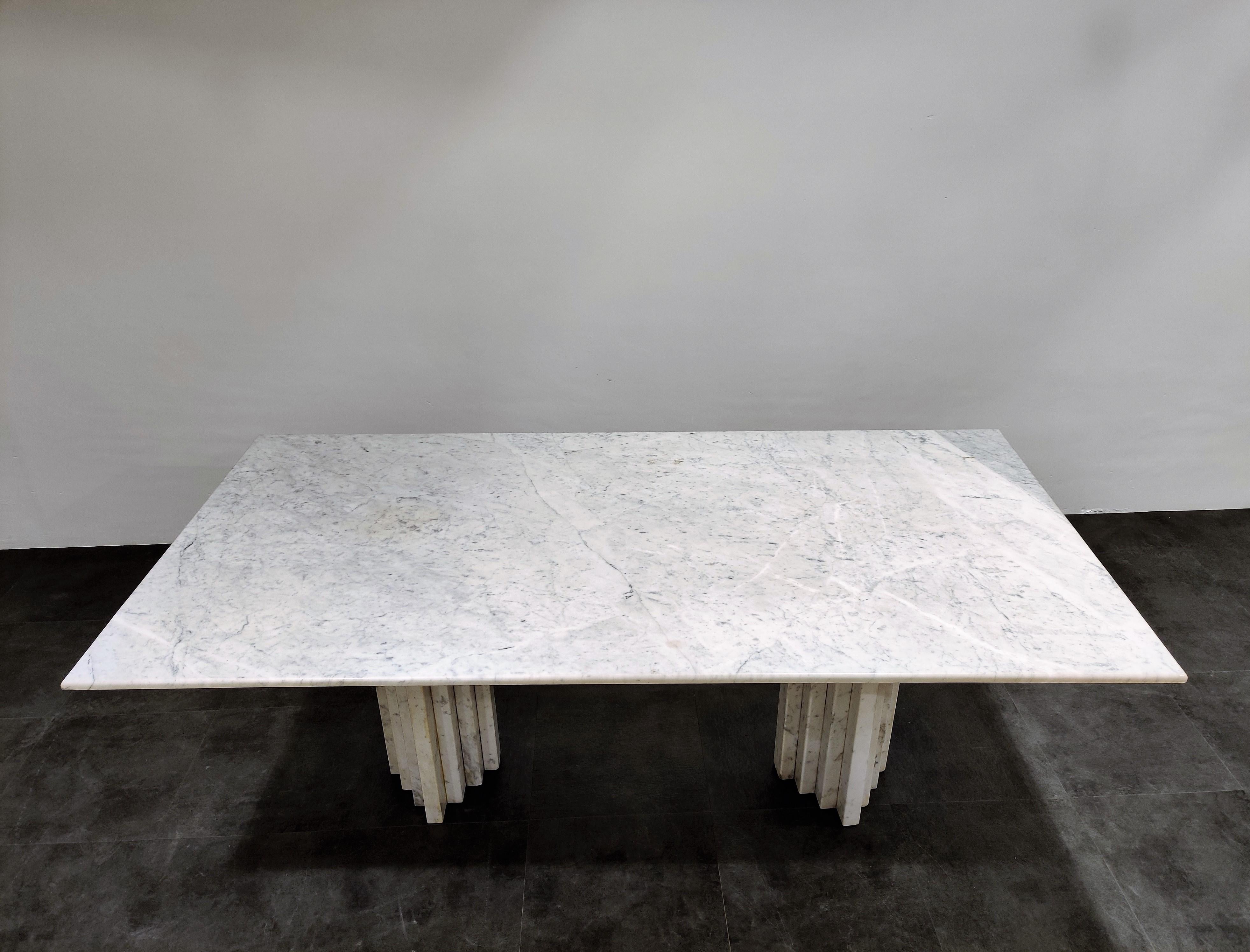 White Marble Dining Table, 1970s 2