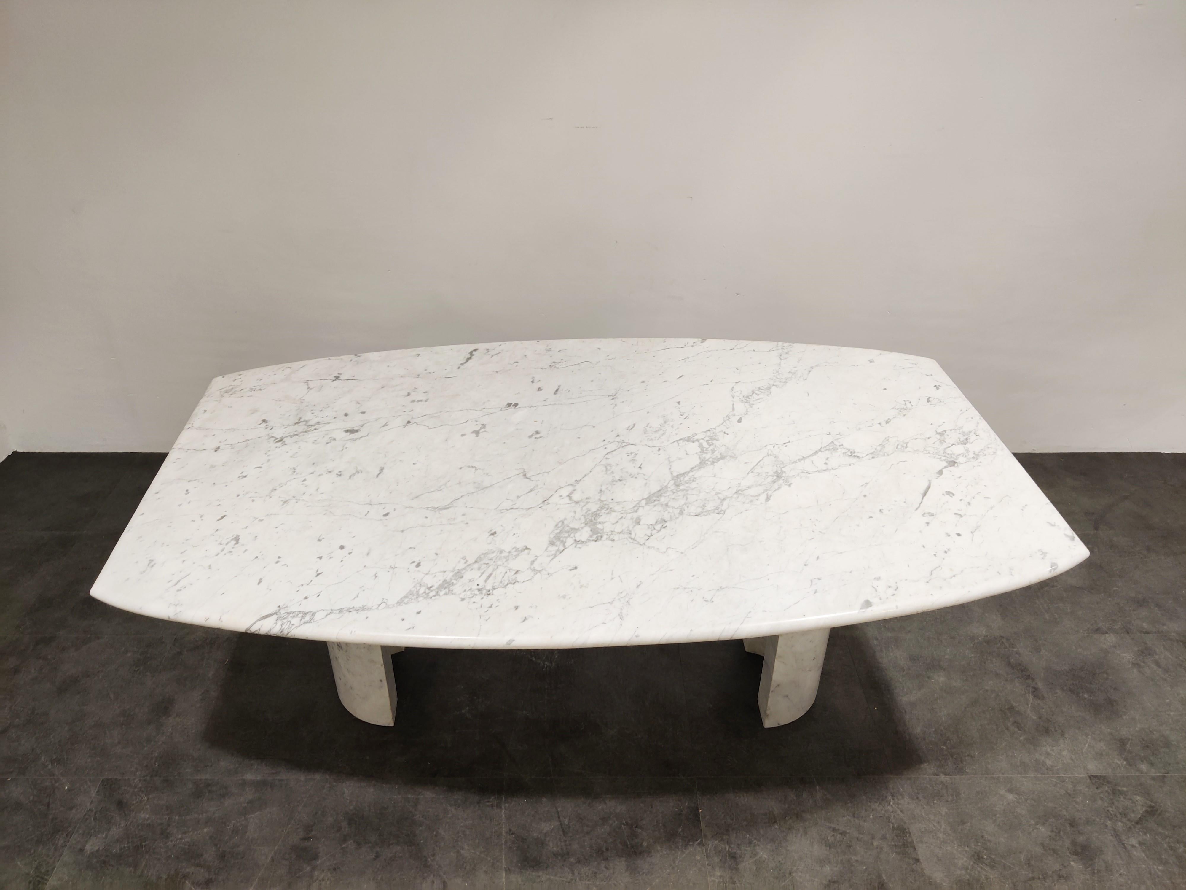 Italian White Marble Dining Table, 1970s