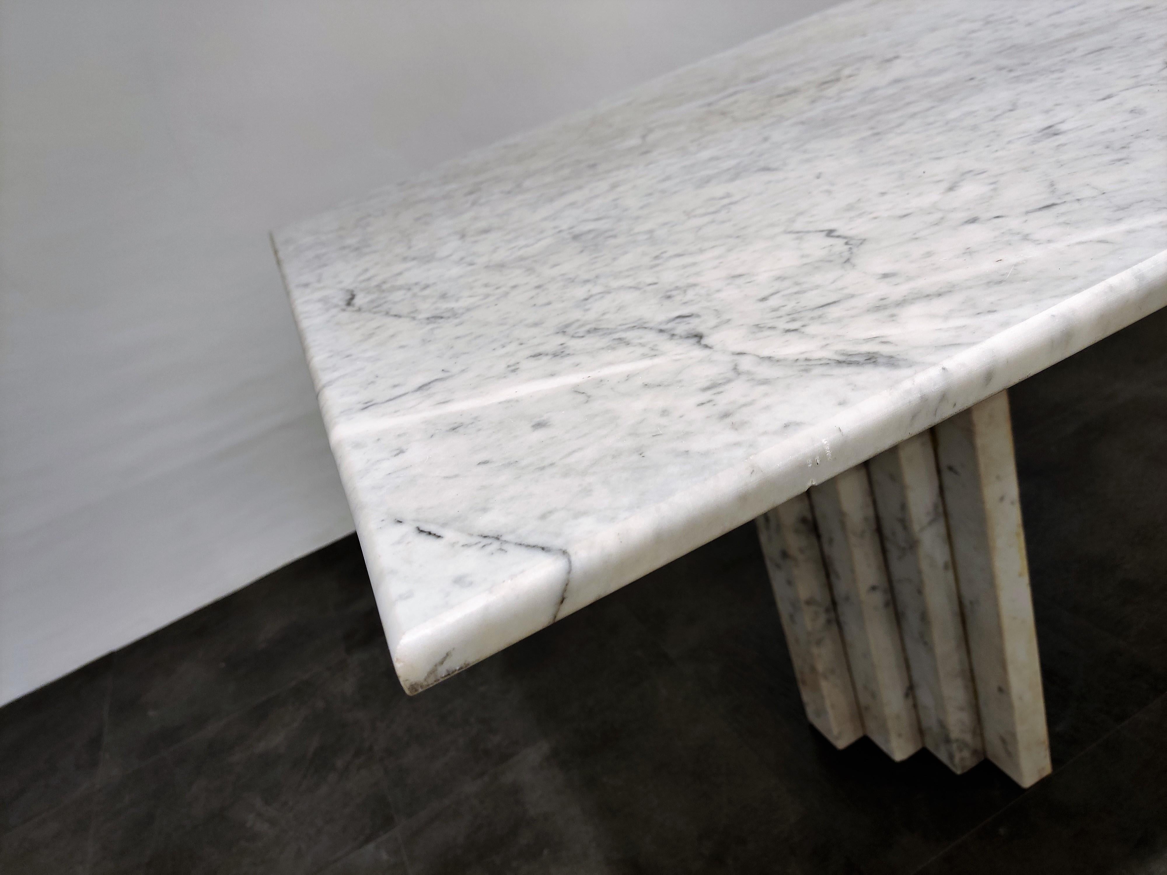 Mid-Century Modern White Marble Dining Table, 1970s