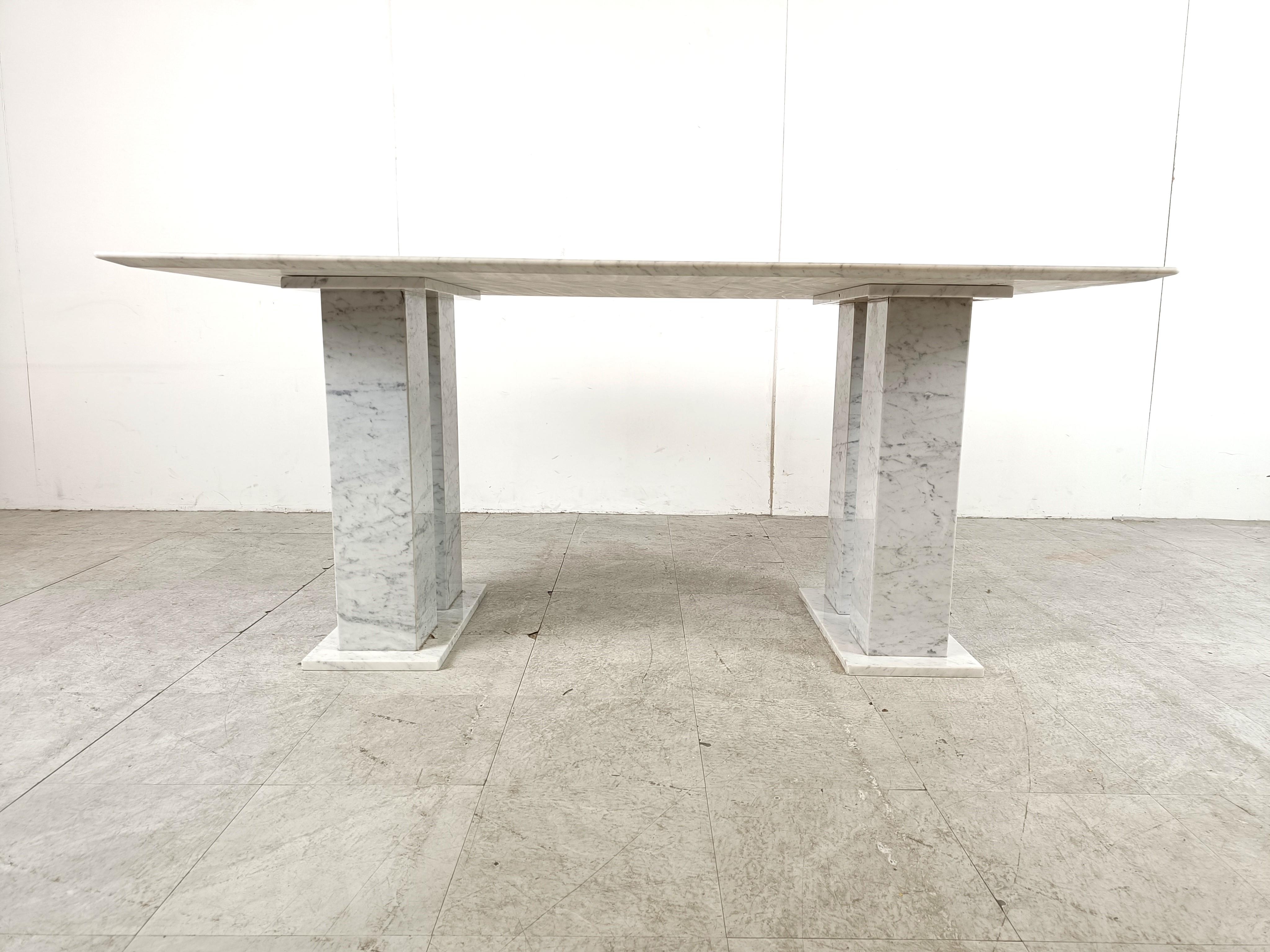Late 20th Century White marble dining table, 1970s For Sale