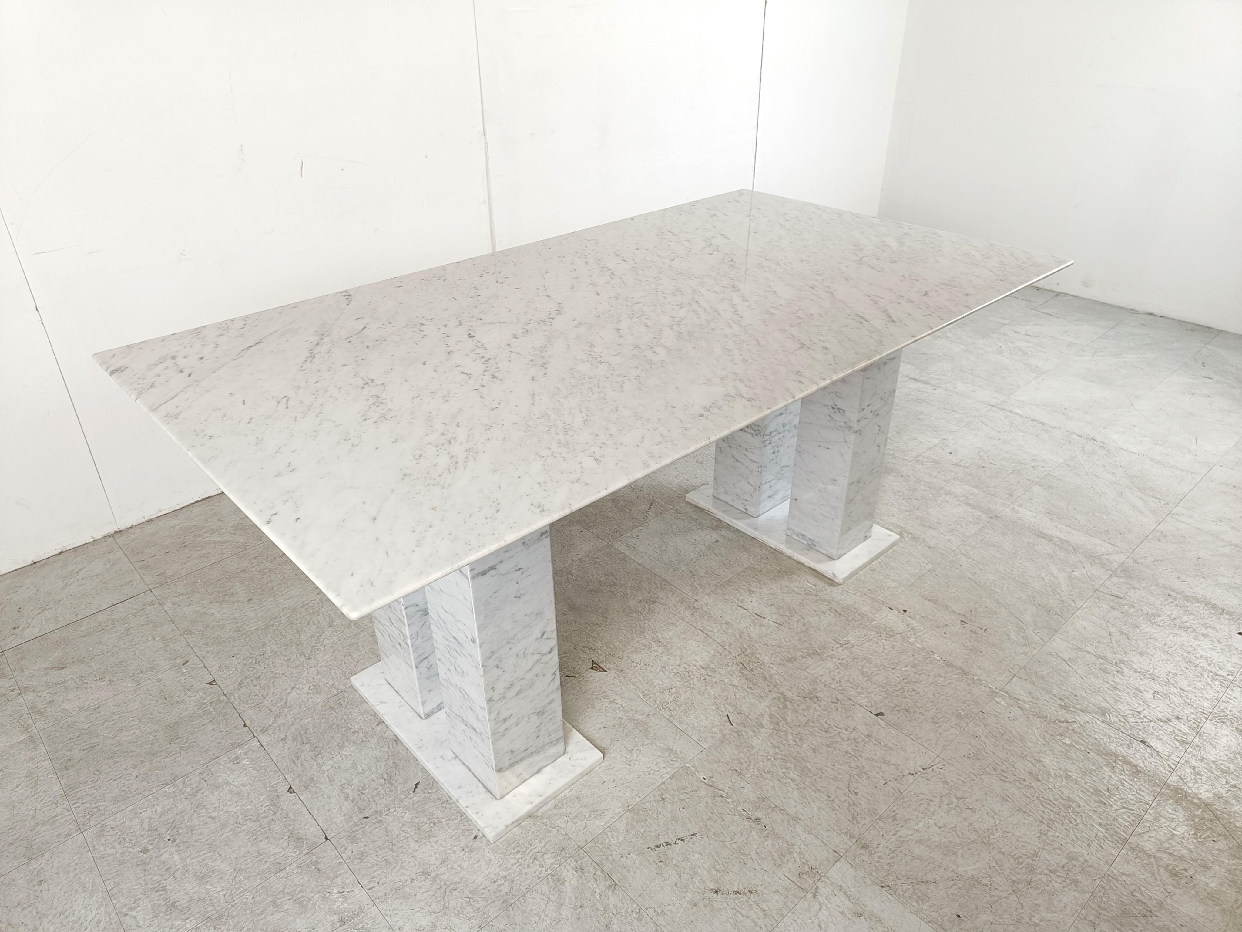 Marble White marble dining table, 1970s For Sale