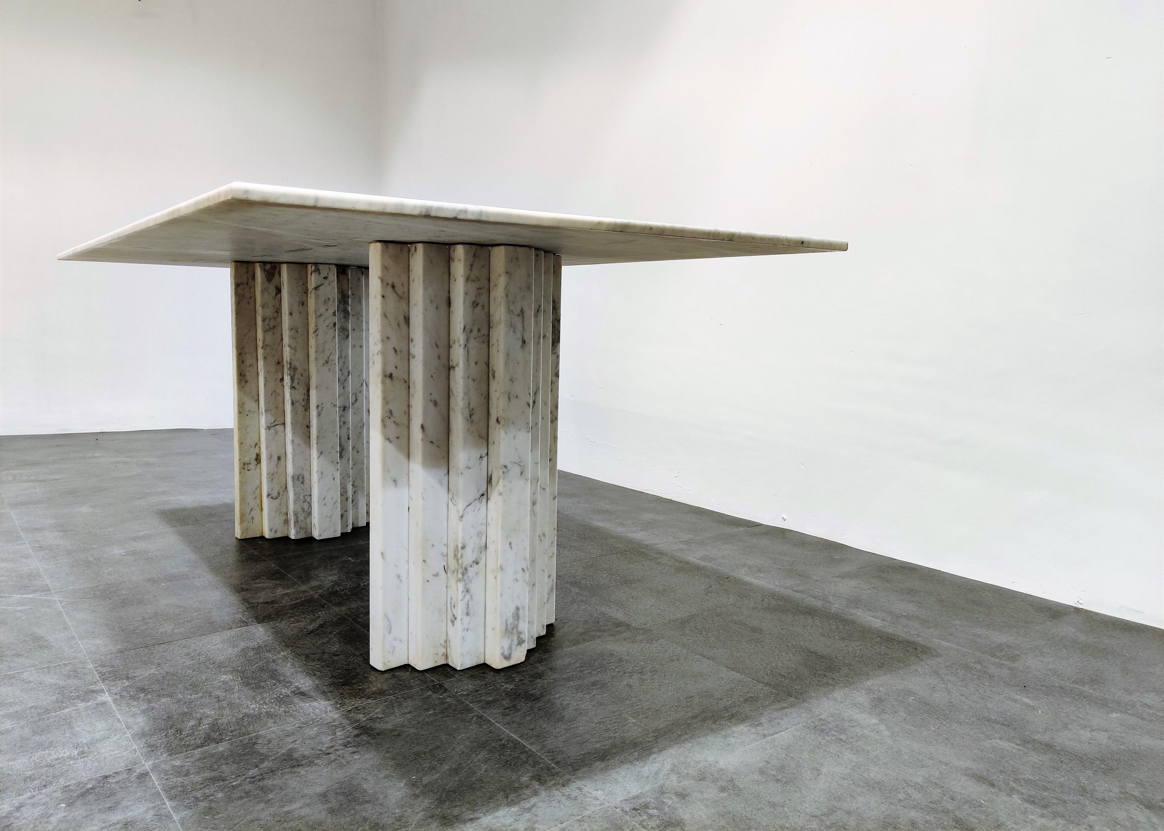 Late 20th Century White Marble Dining Table, 1970s