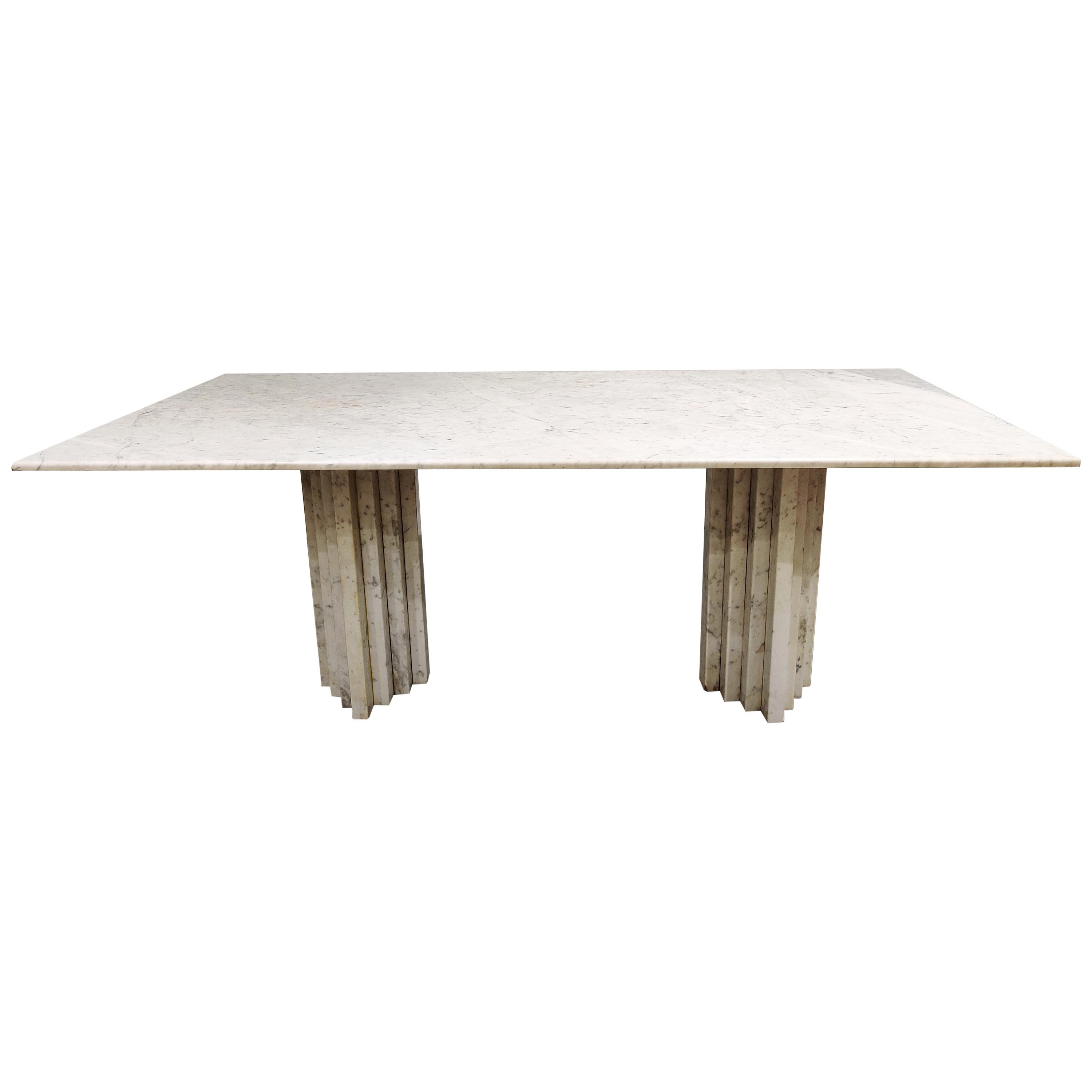 White Marble Dining Table, 1970s