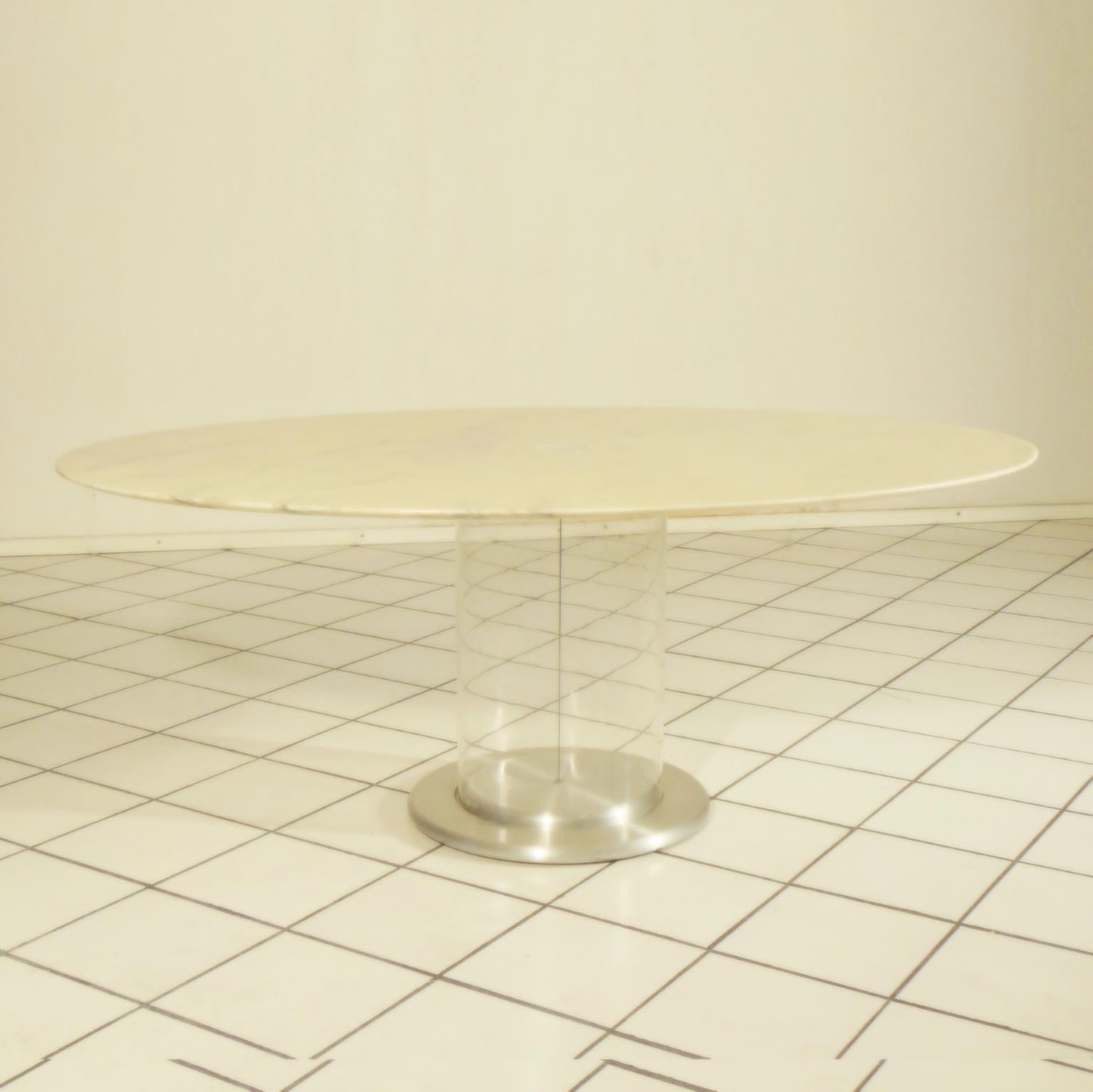 White Marble Dining Table and Bar Unit, Claudio Salocchi for Sormani Italy 1960s In Good Condition For Sale In Arosio, IT