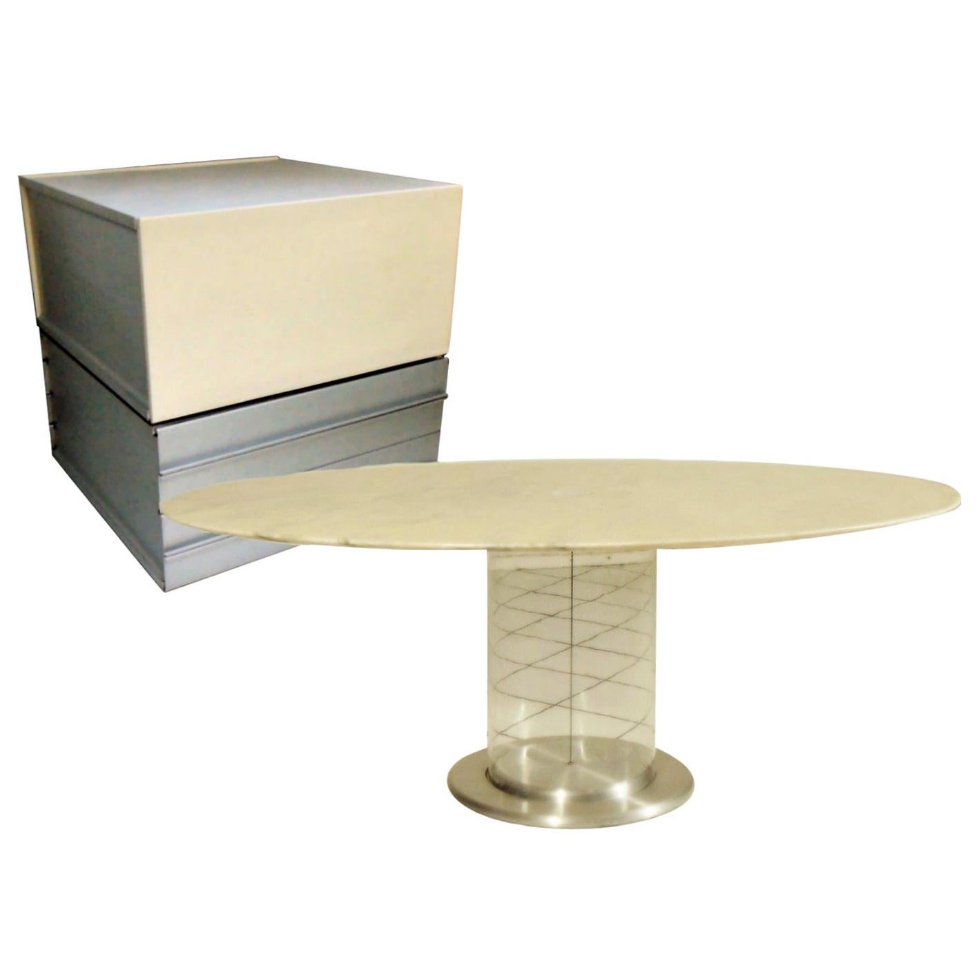 White Marble Dining Table and Bar Unit, Claudio Salocchi for Sormani Italy 1960s For Sale