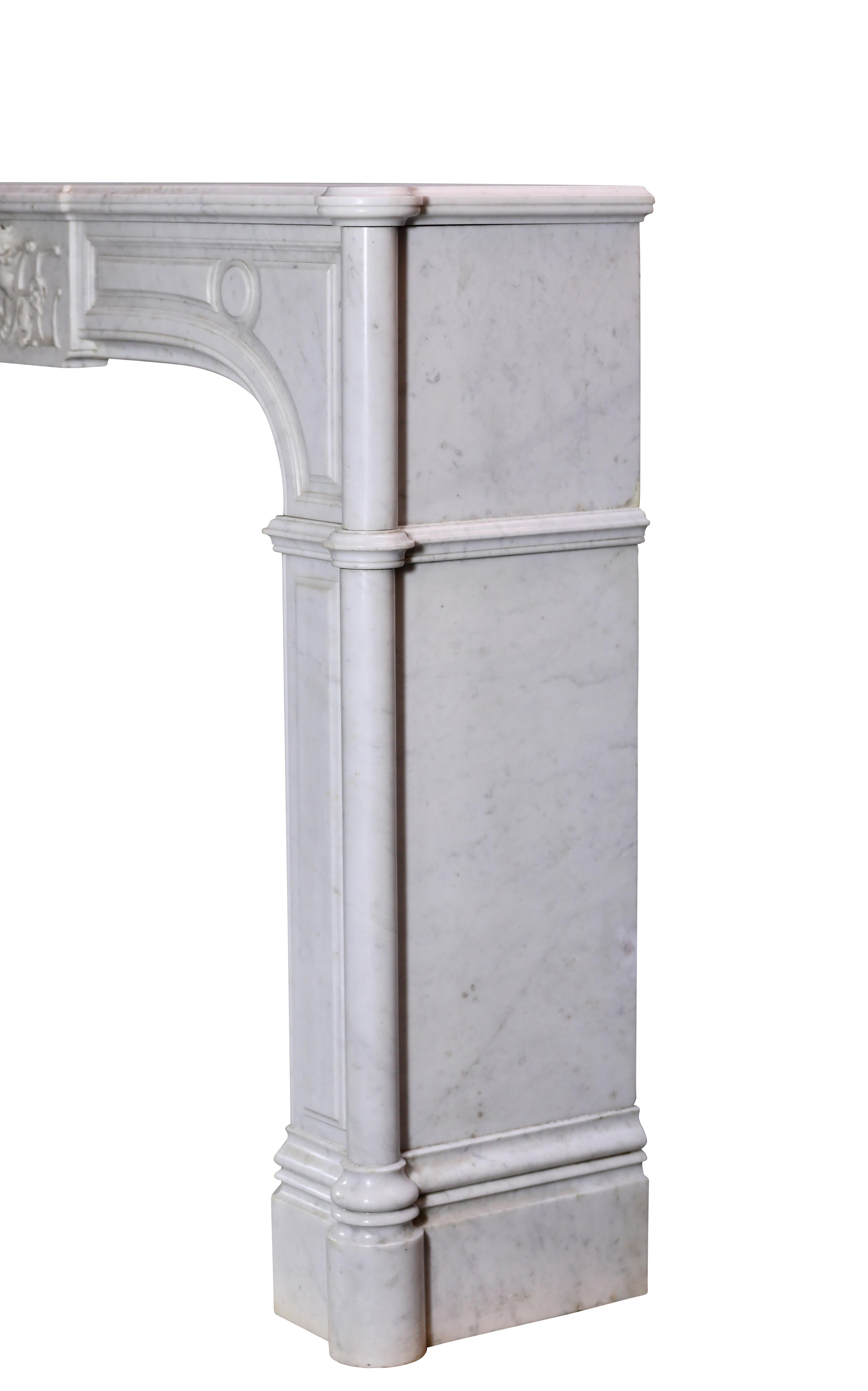 White Marble Exceptional Pair Fireplace Mantels 19th Century For Sale 3