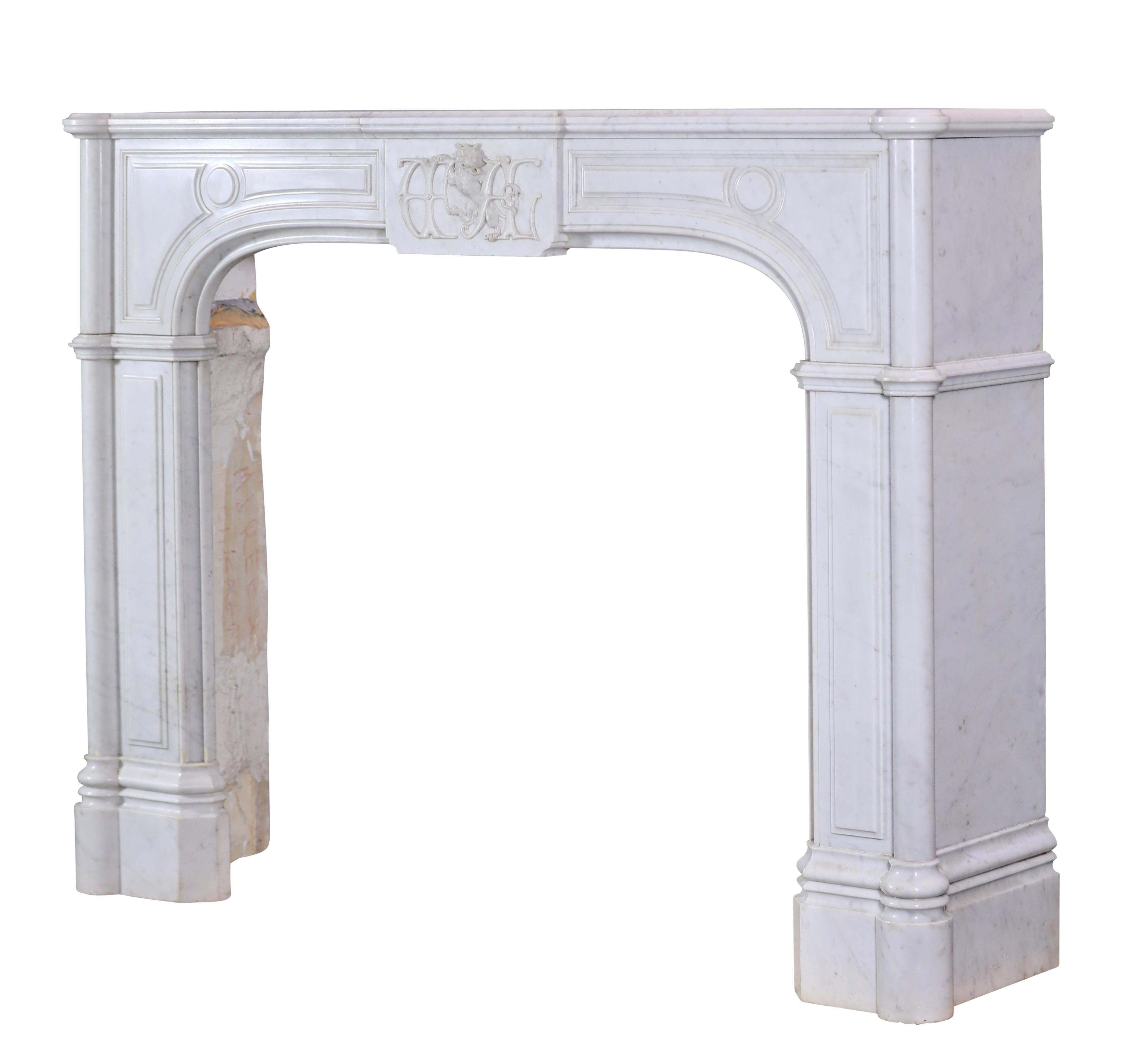 Belgian White Marble Exceptional Pair Fireplace Mantels 19th Century For Sale