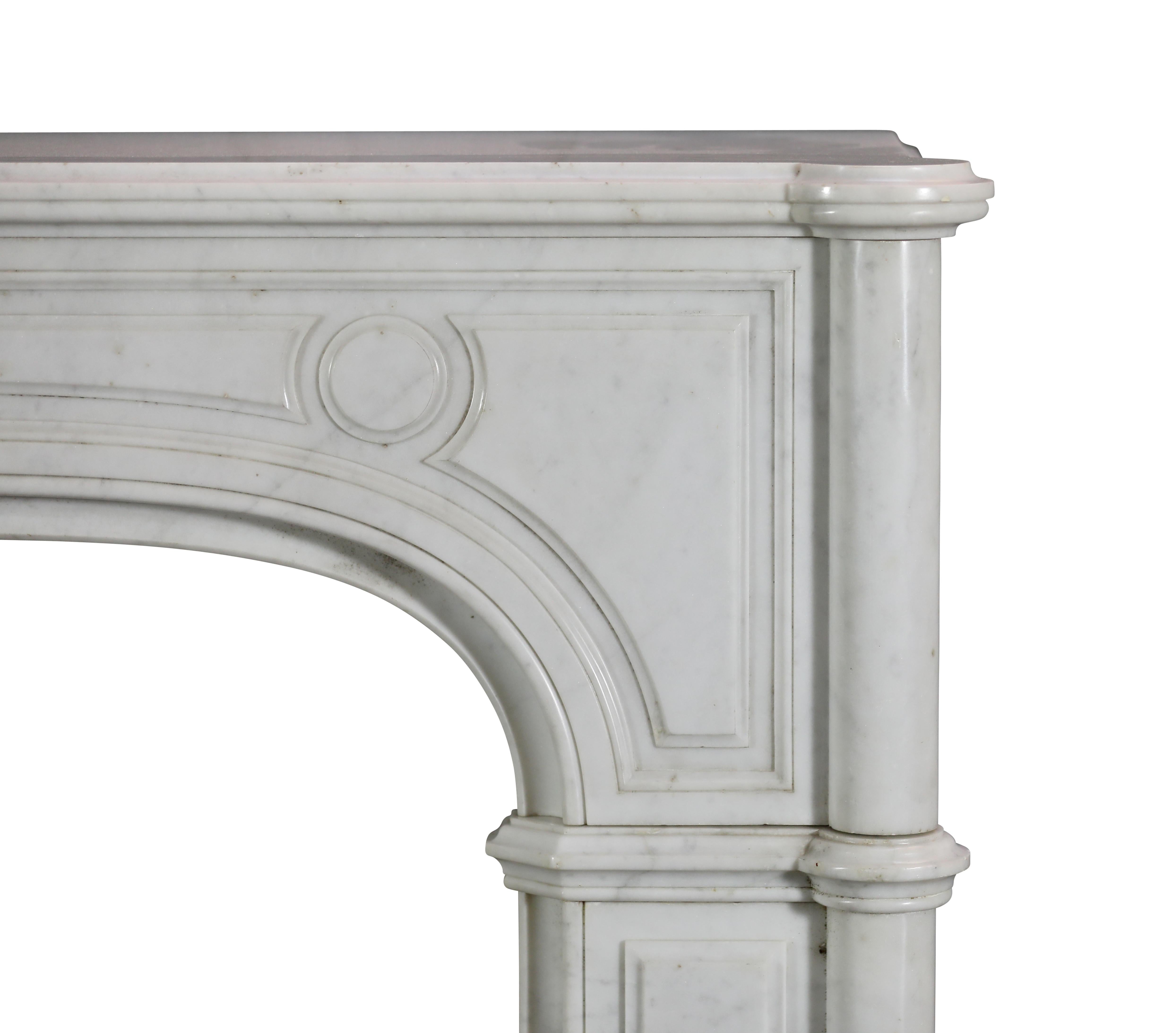Statuary Marble White Marble Exceptional Pair Fireplace Mantels 19th Century For Sale