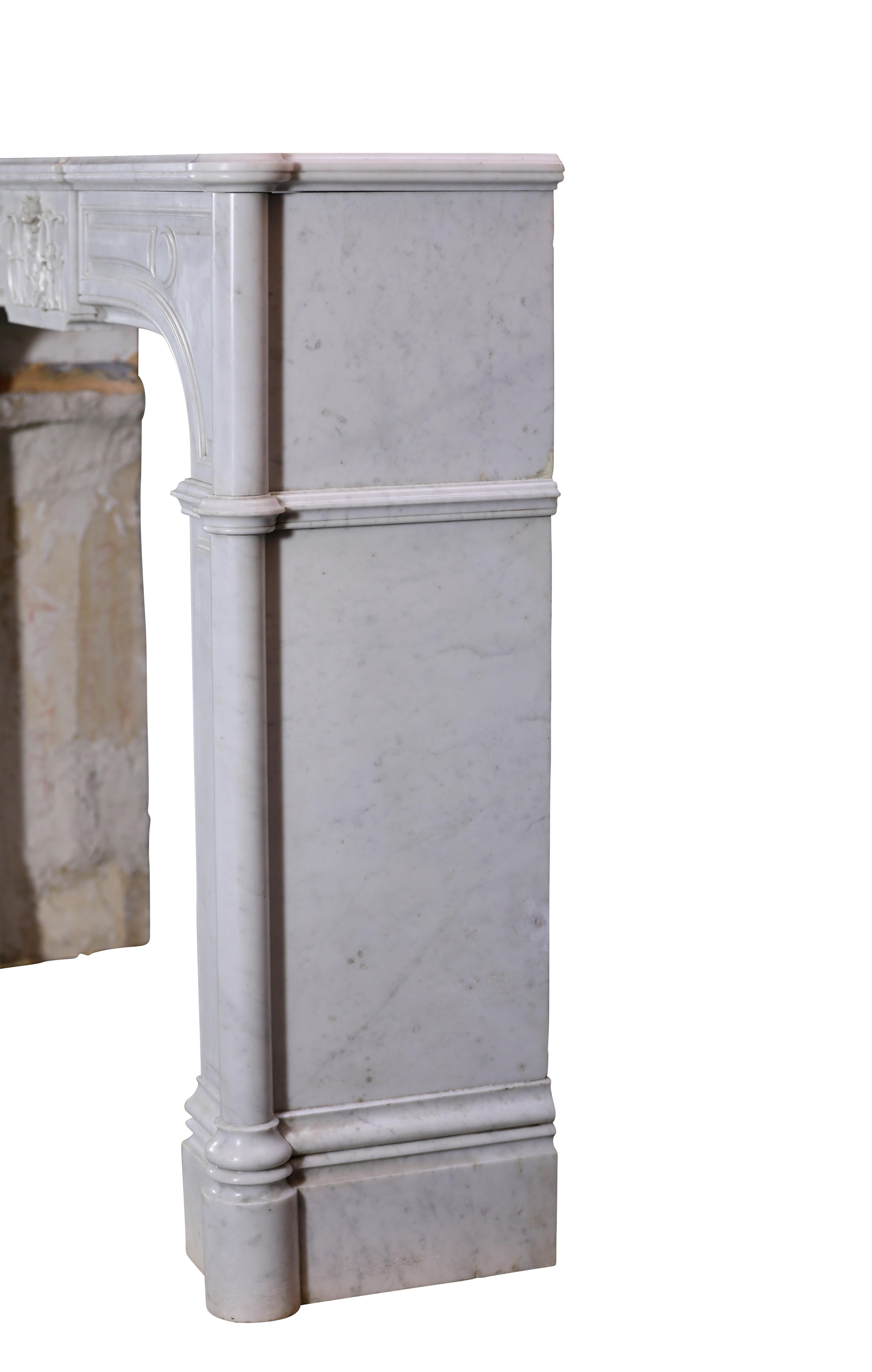 White Marble Exceptional Pair Fireplace Mantels 19th Century For Sale 1
