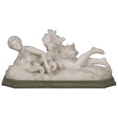 White Marble Figural Group of Venus and Cupid by Henri Weigele, circa 1900