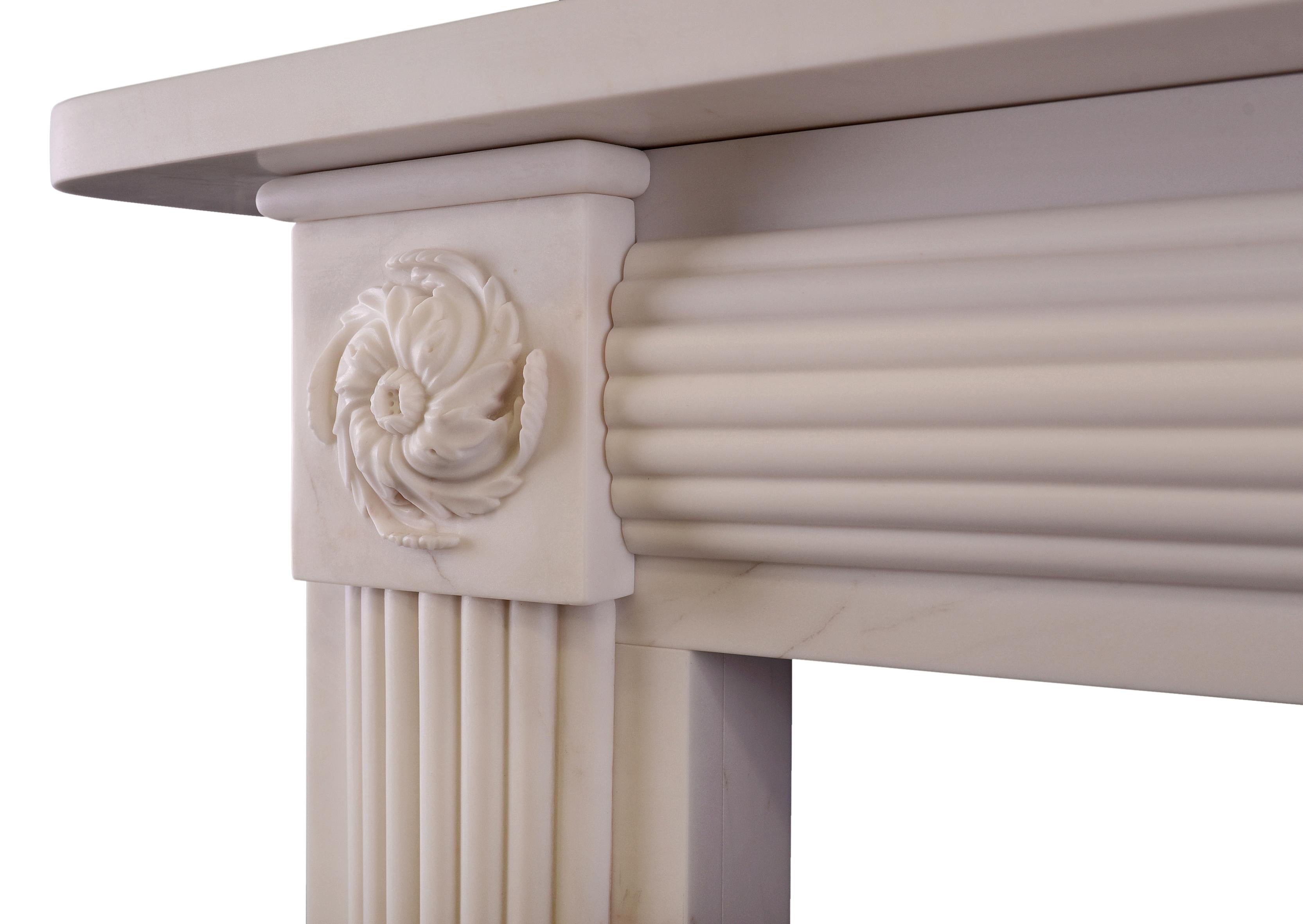 White Marble Fireplace in the Regency Manner In Excellent Condition For Sale In London, GB