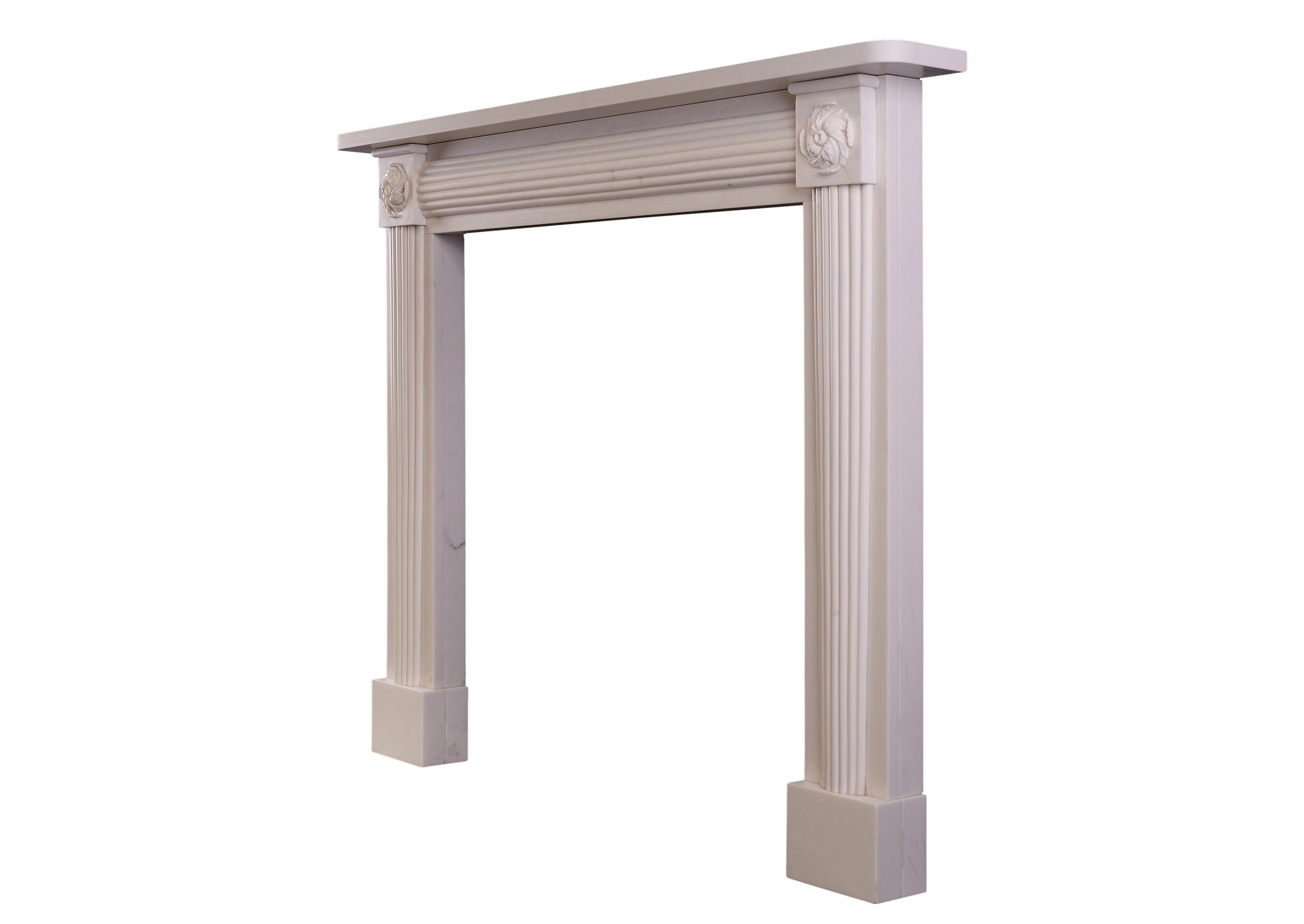 19th Century White Marble Fireplace in the Regency Manner For Sale