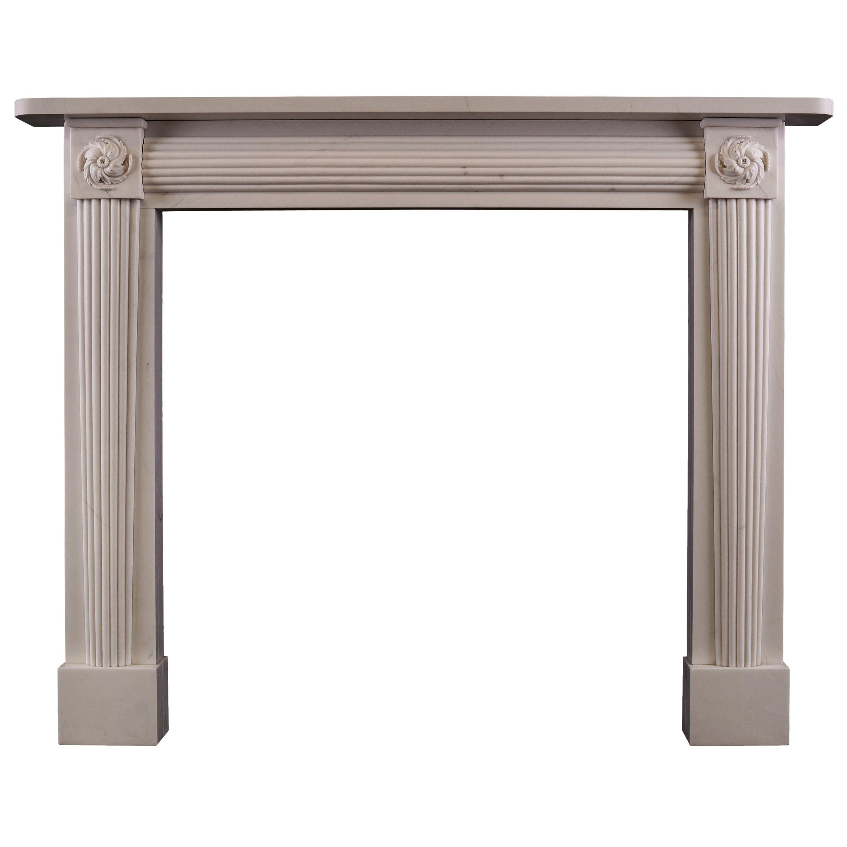 White Marble Fireplace in the Regency Manner For Sale