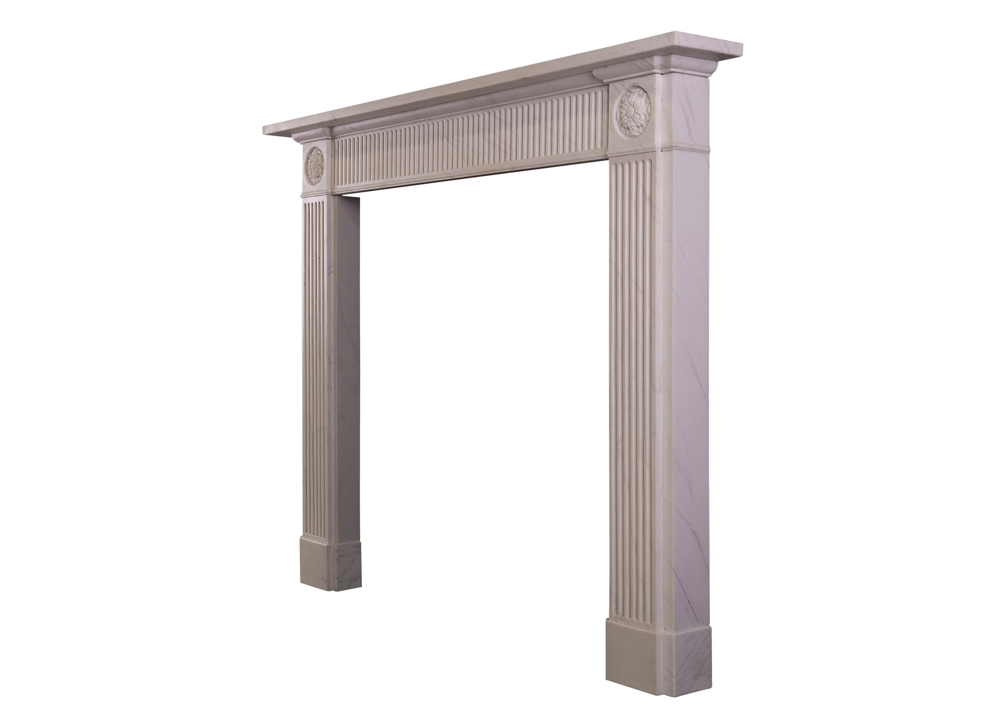 19th Century White Marble Fireplace in the Regency Style