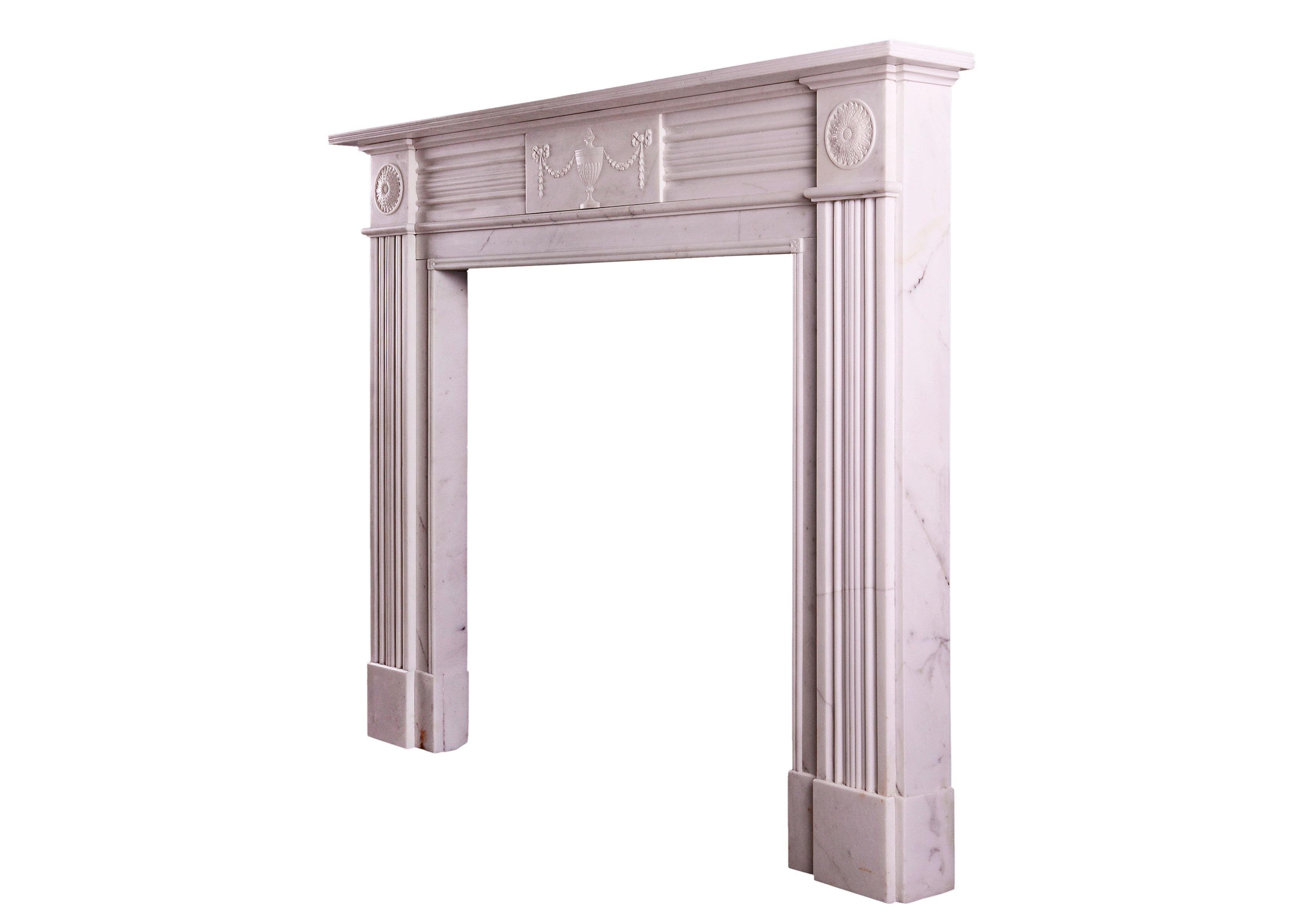 19th Century White Marble Fireplace in the Regency Style