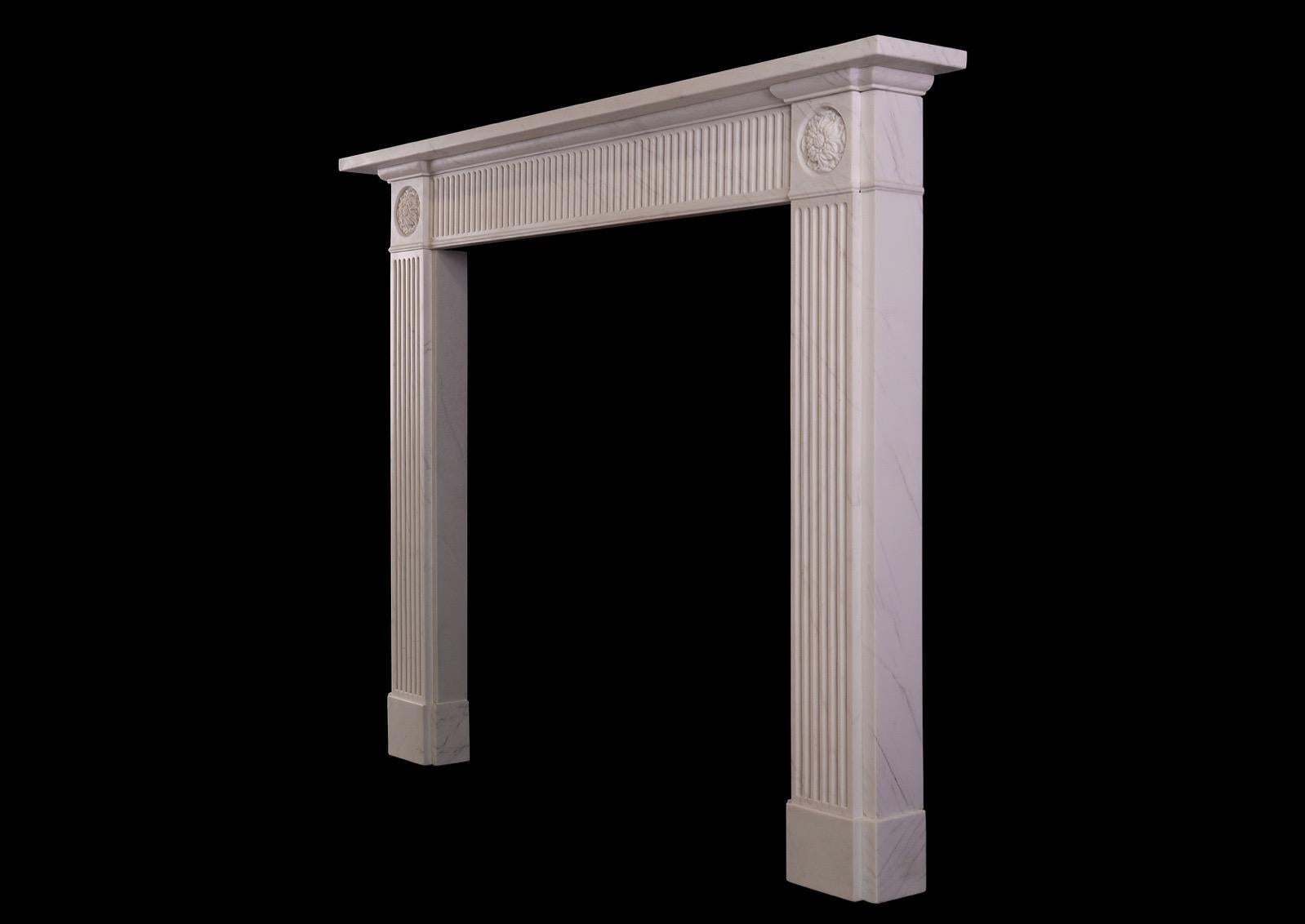 19th Century White Marble Fireplace in the Regency Style For Sale