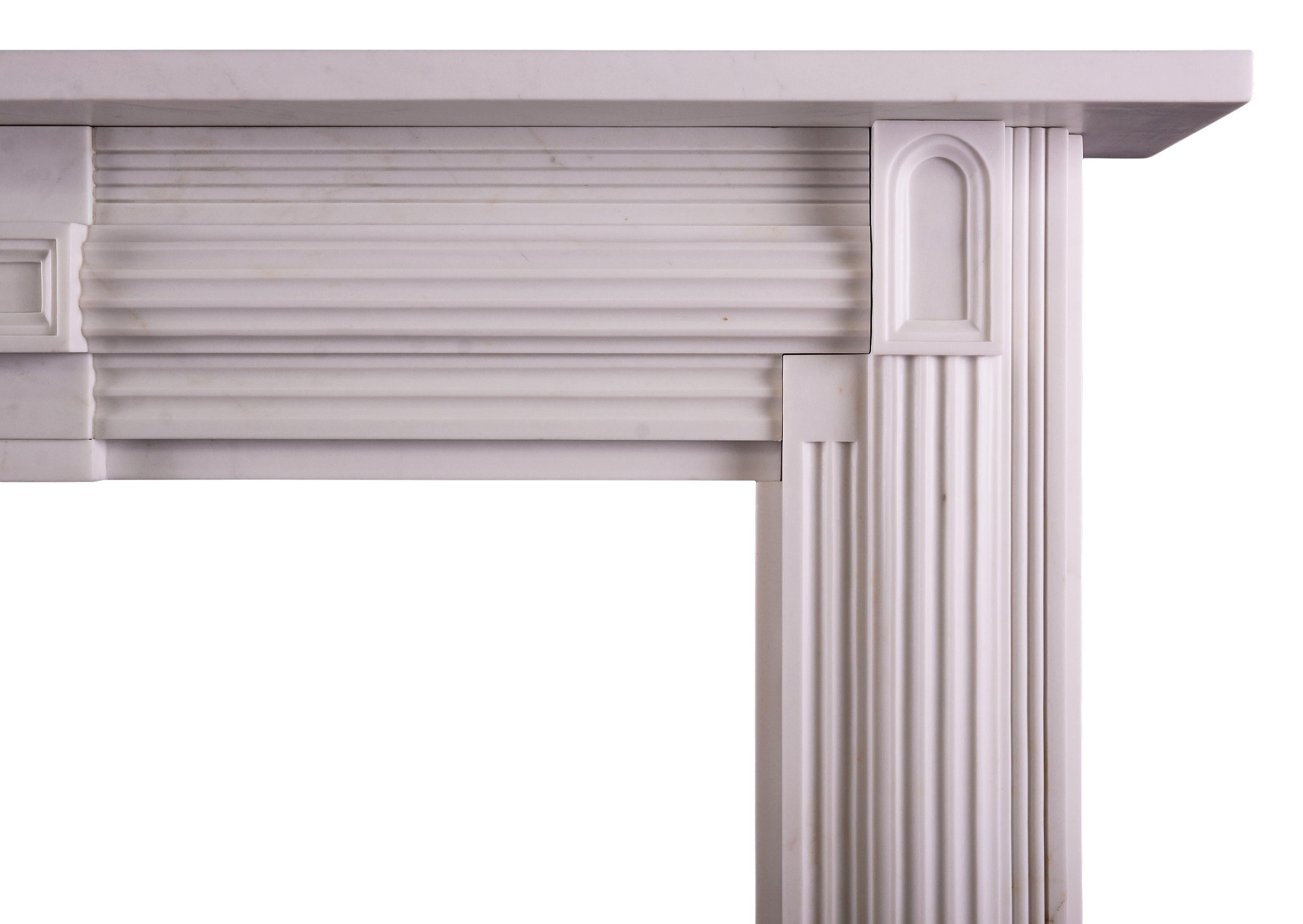 Regency White Marble Fireplace in the Soanian Style For Sale