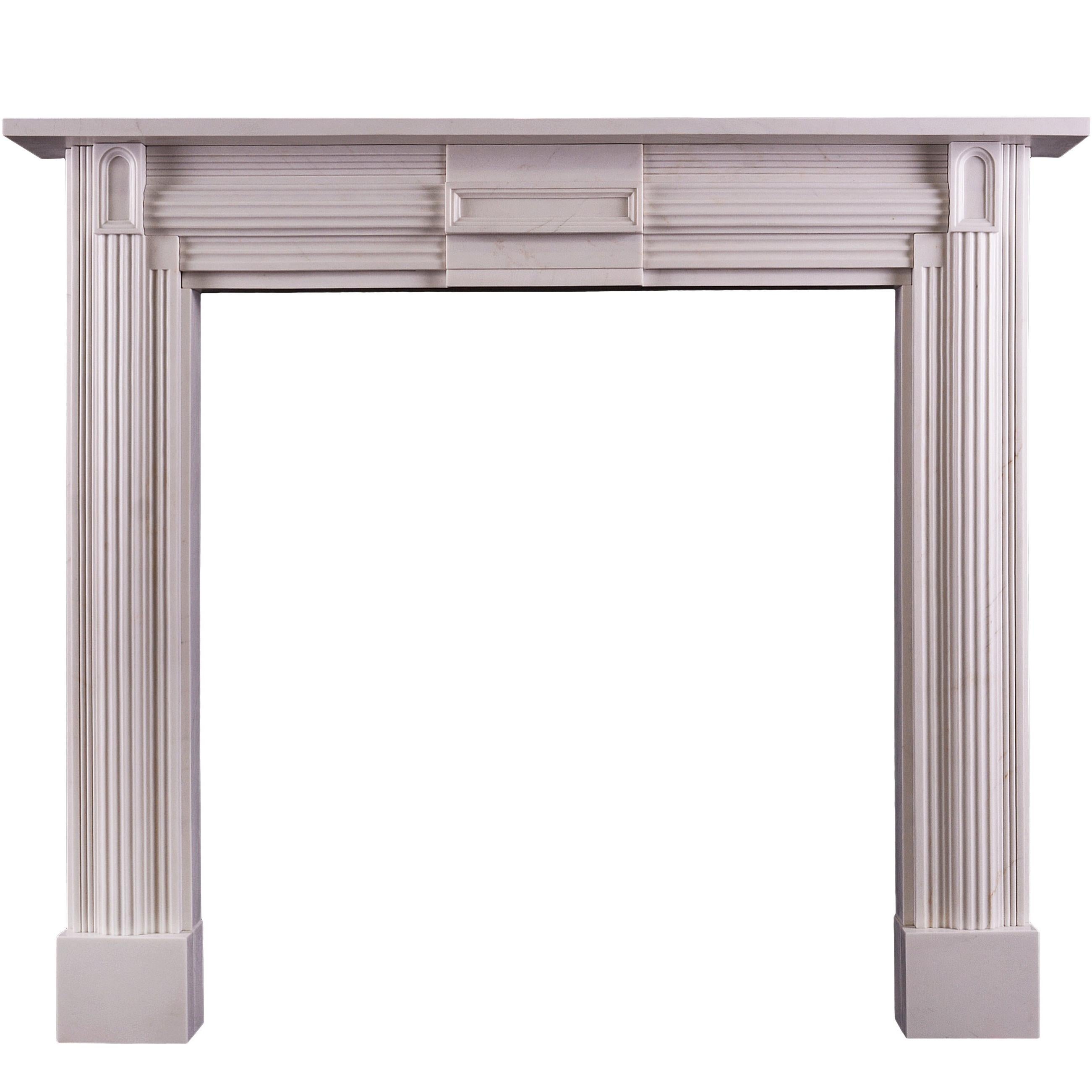 White Marble Fireplace in the Soanian Style For Sale