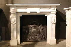 White Marble Fireplace Mantel, 19th Century