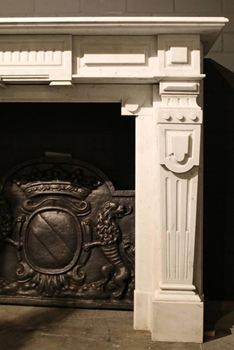 White Marble Fireplace Mantel, 19th Century In Good Condition For Sale In Udenhout, NL