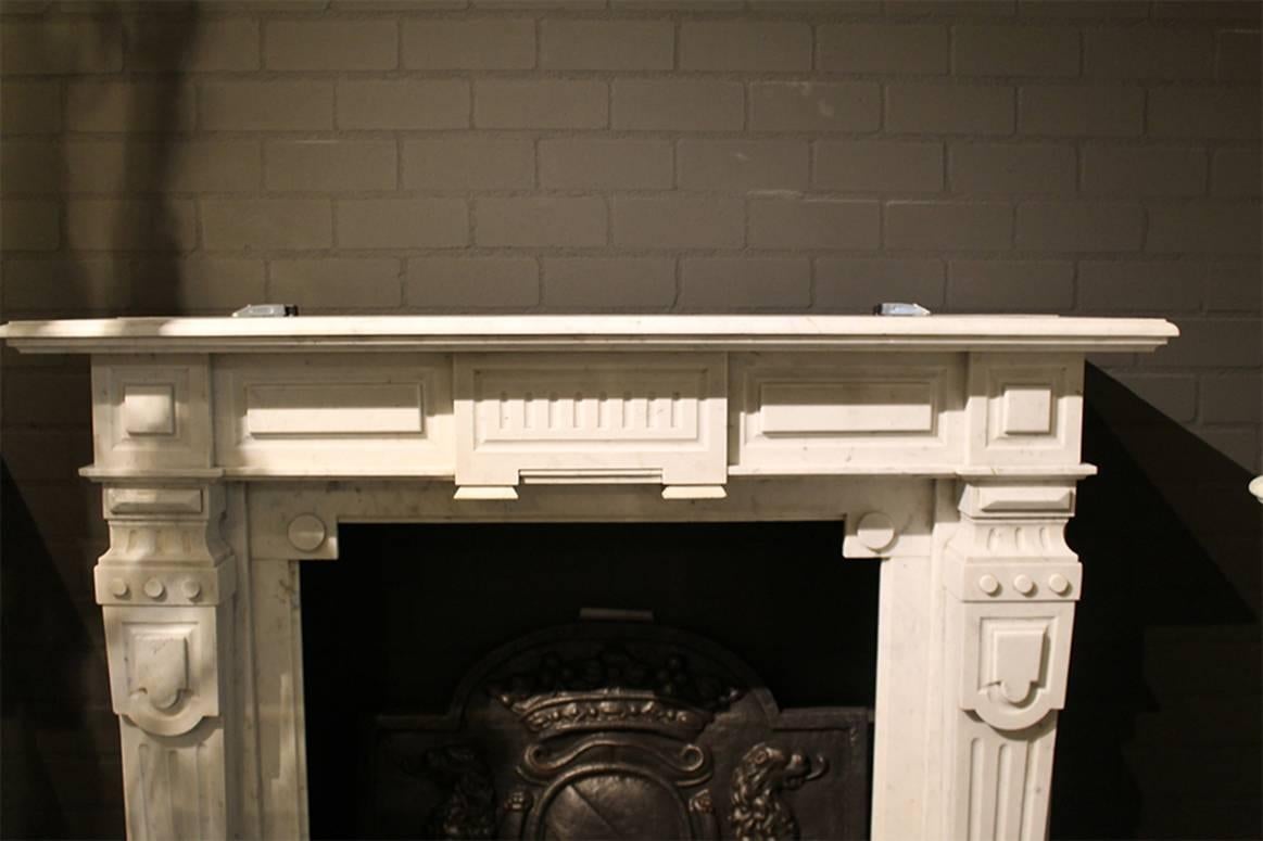 Carrara Marble White Marble Fireplace Mantel, 19th Century For Sale